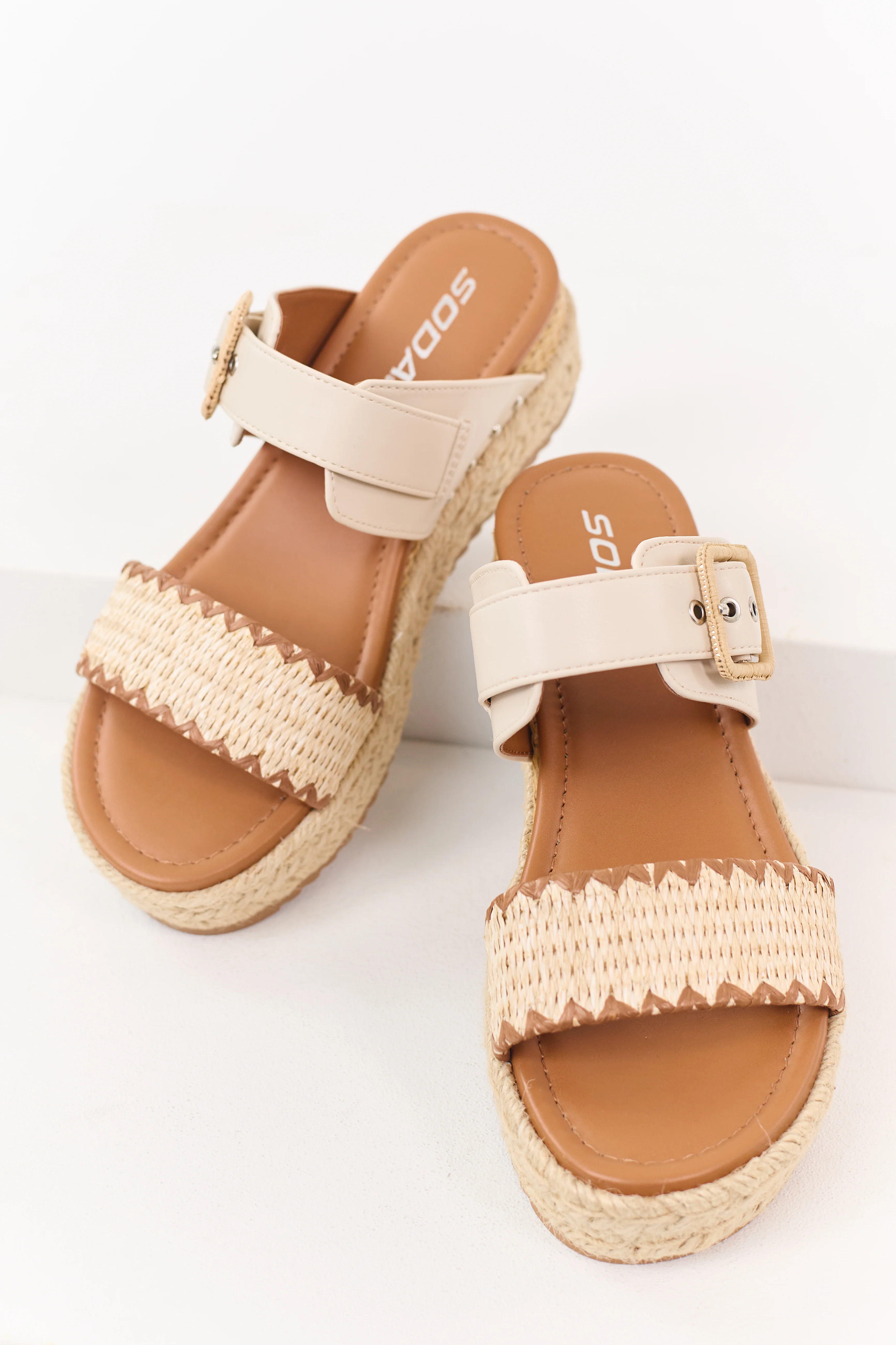 Almond Double Strap Espadrille Platform Sandals - Image 2