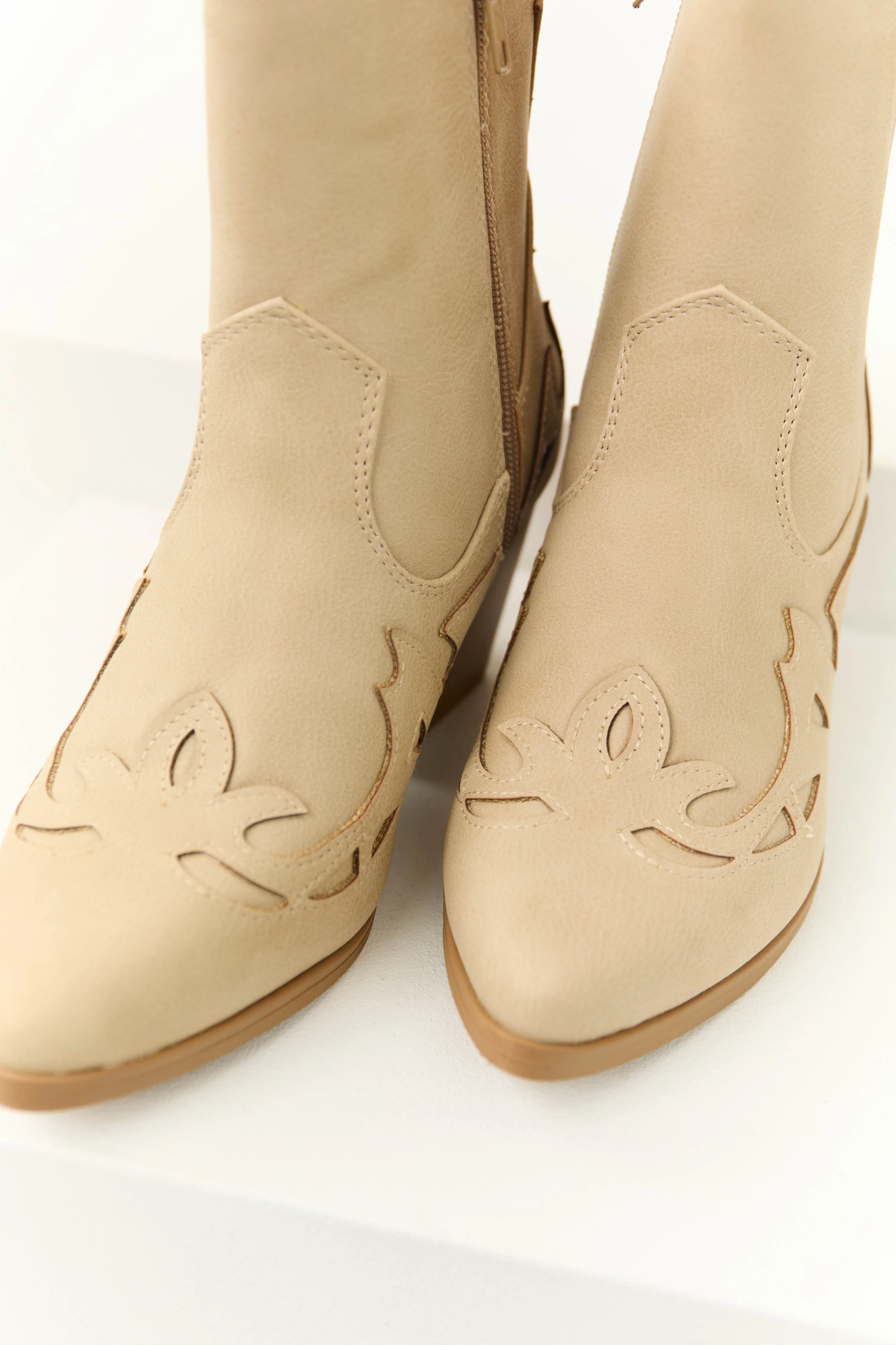 Almond and Latte Colorblock Ankle Boots - Image 3