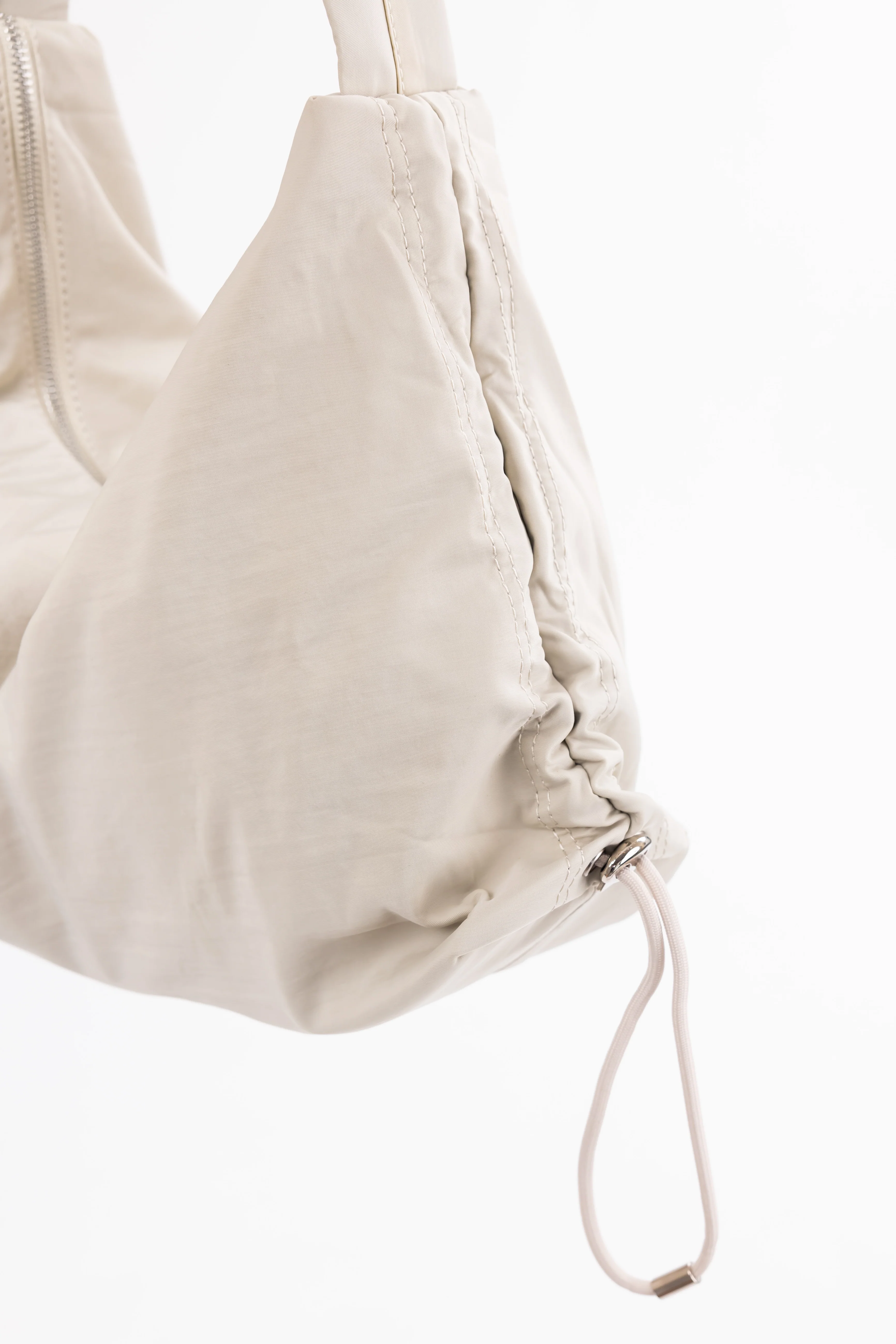 Almond Nylon Zipper Messenger Bag - Image 5