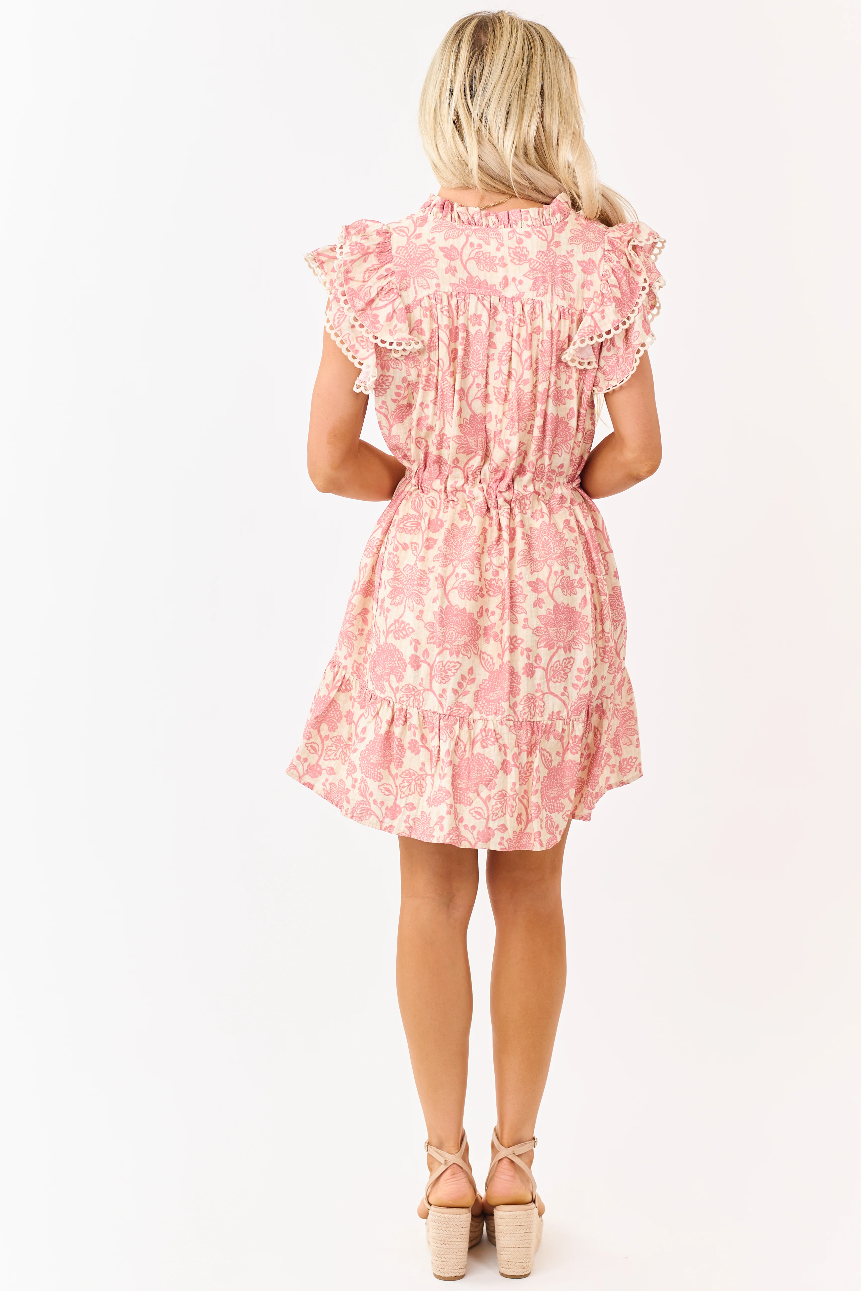 Almond and Punch Vintage Floral Print Mini Dress - Image 5