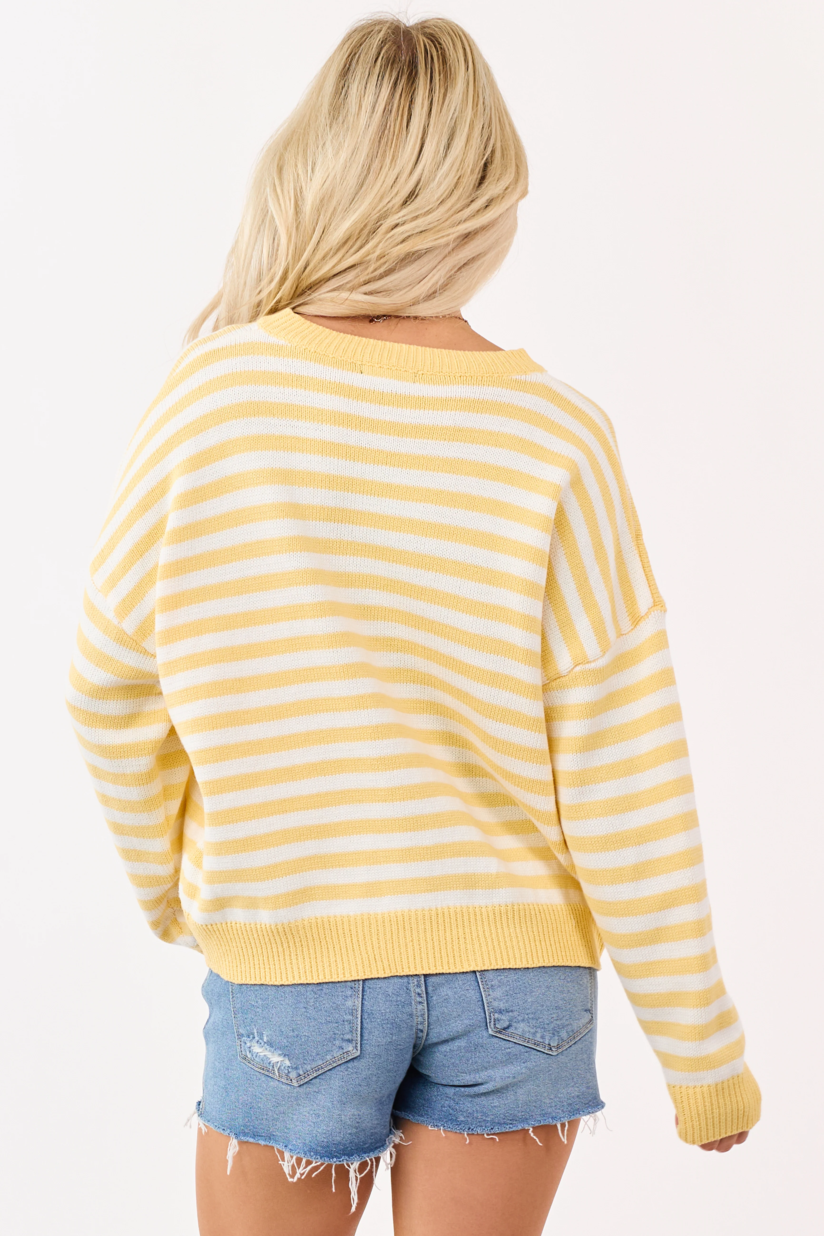 Amber and Ivory Striped Ribbed Knit Sweater - Image 5
