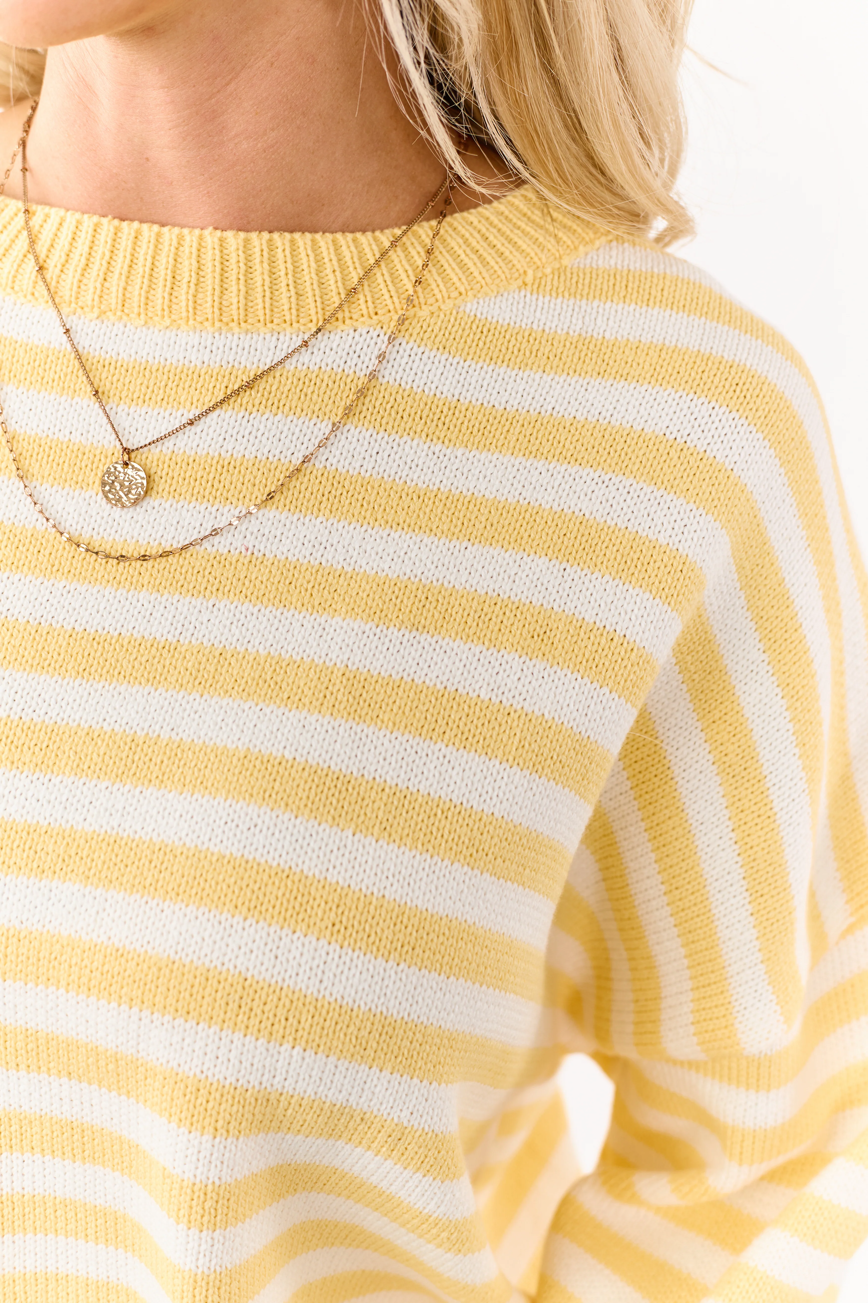 Amber and Ivory Striped Ribbed Knit Sweater - Image 6