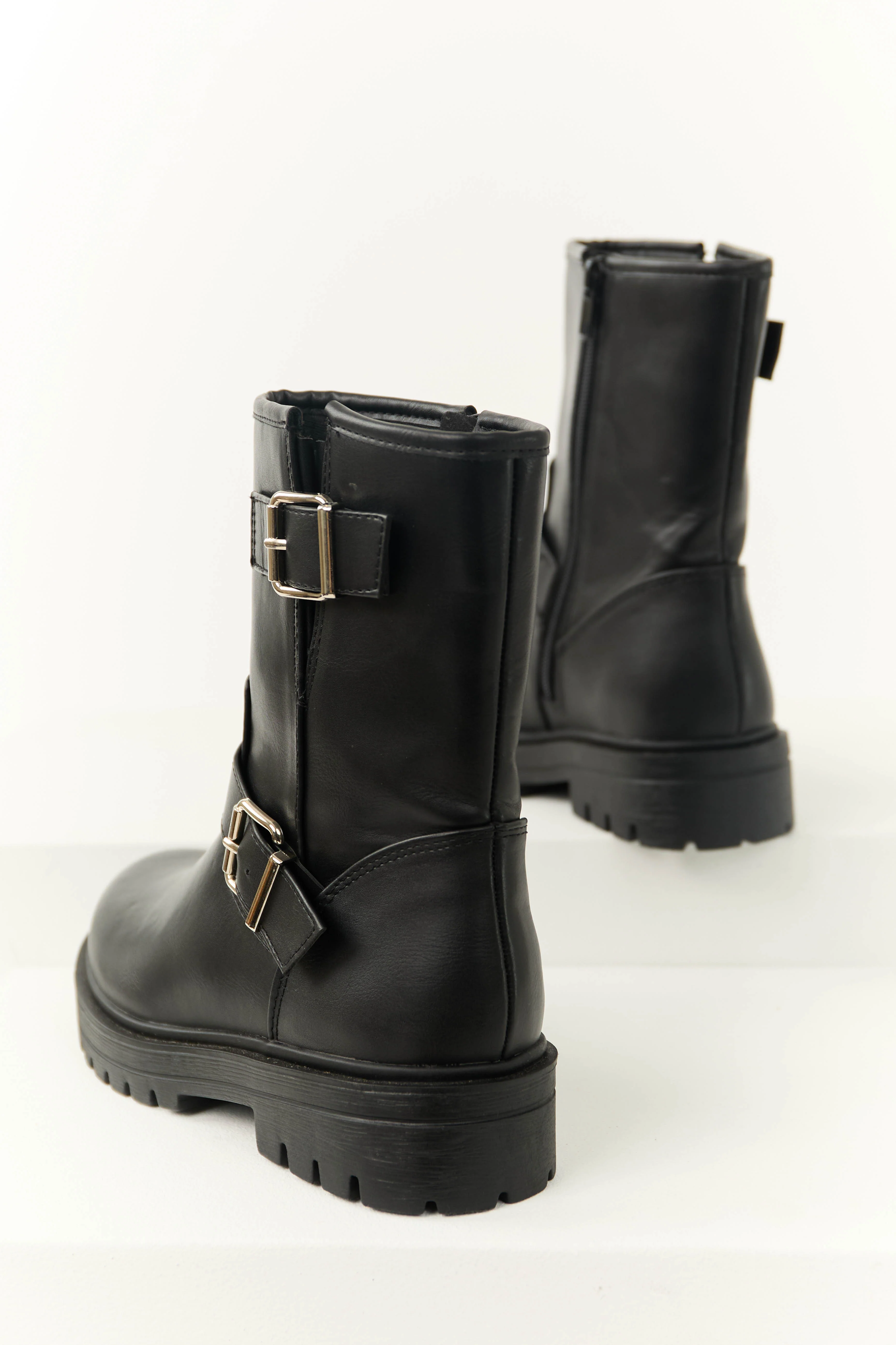 Black Double Buckle Short Boot - Image 3