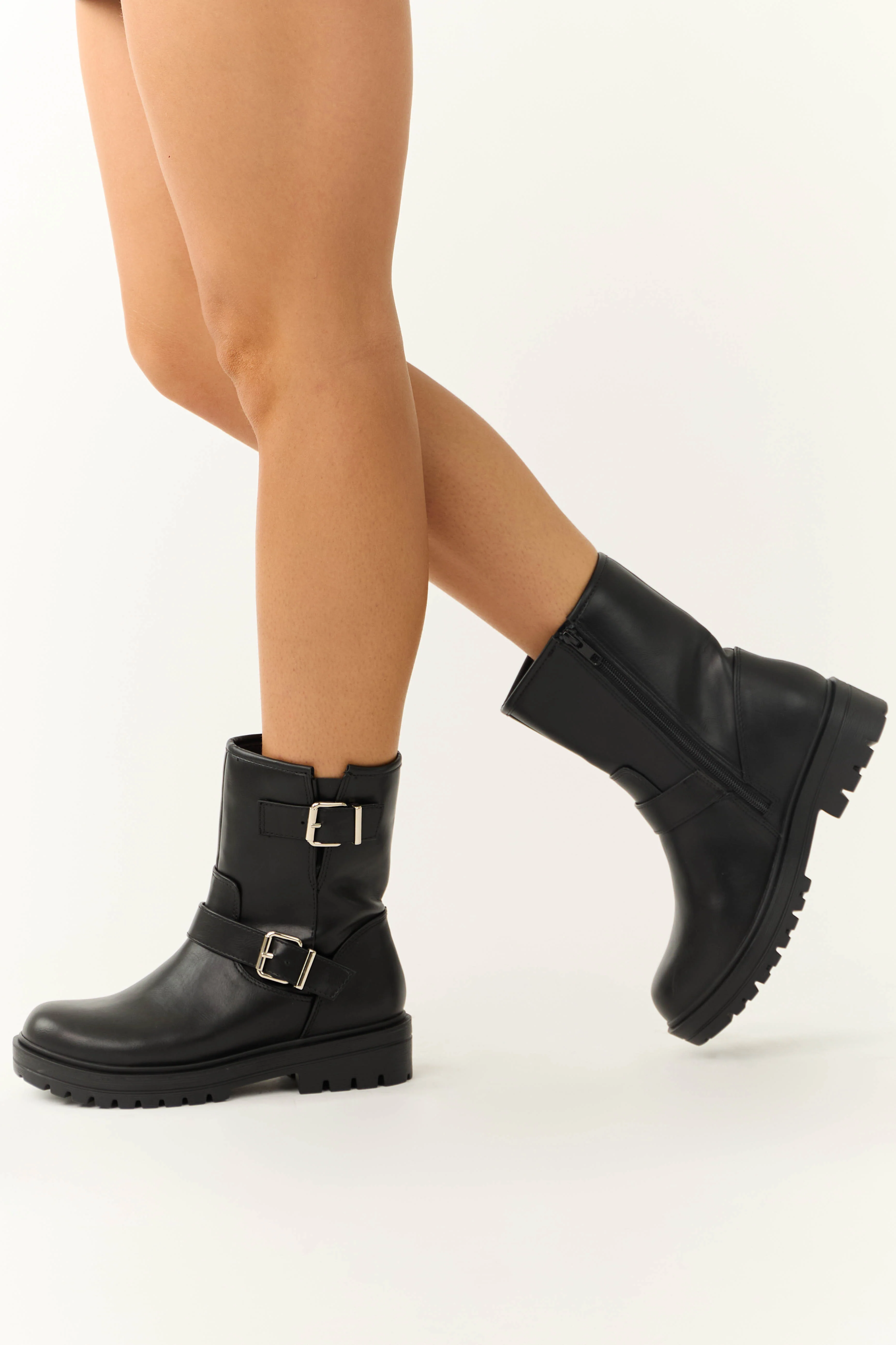 Black Double Buckle Short Boot - Image 5