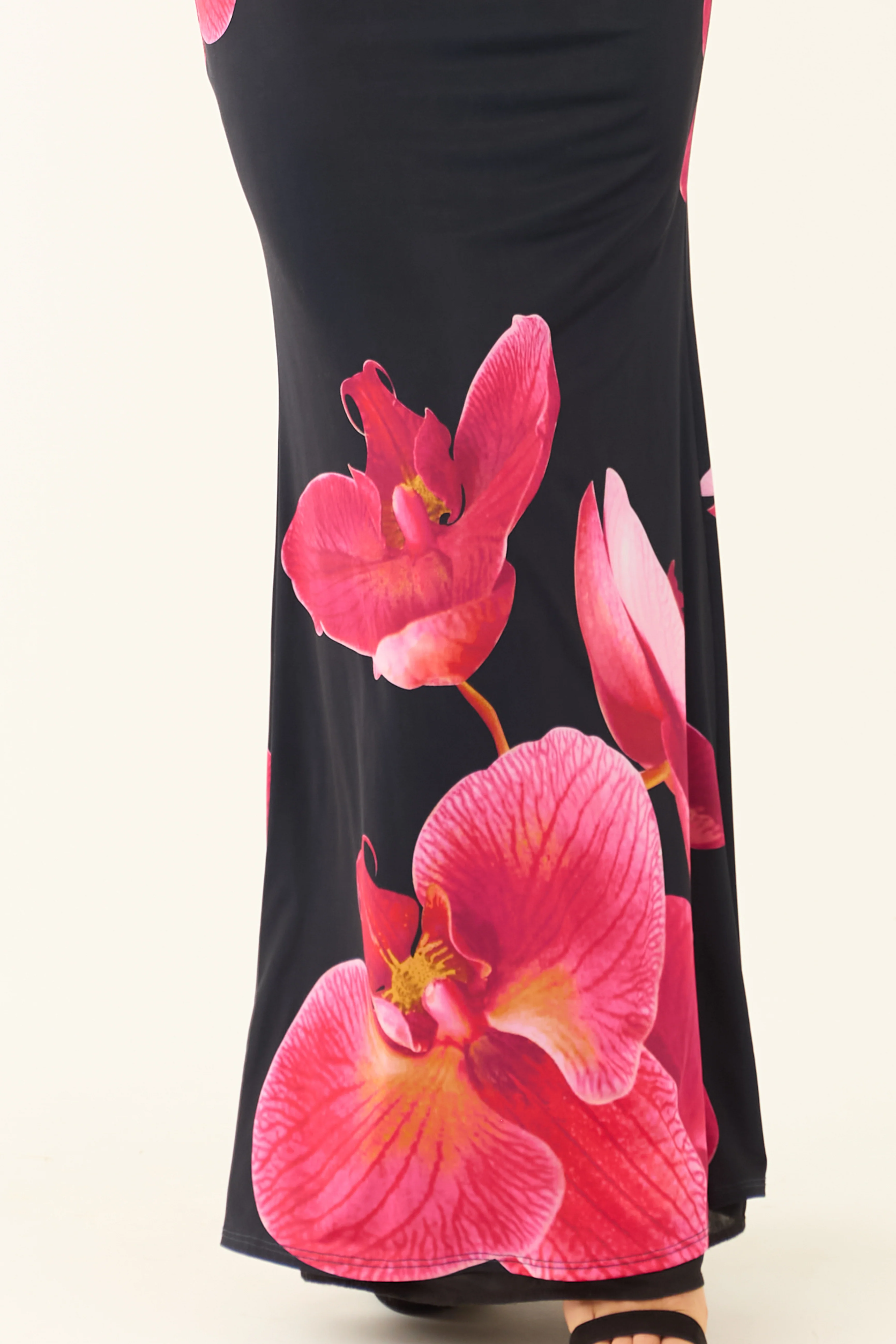 Black Floral Print Sleeveless Satin Maxi Dress - Image 6