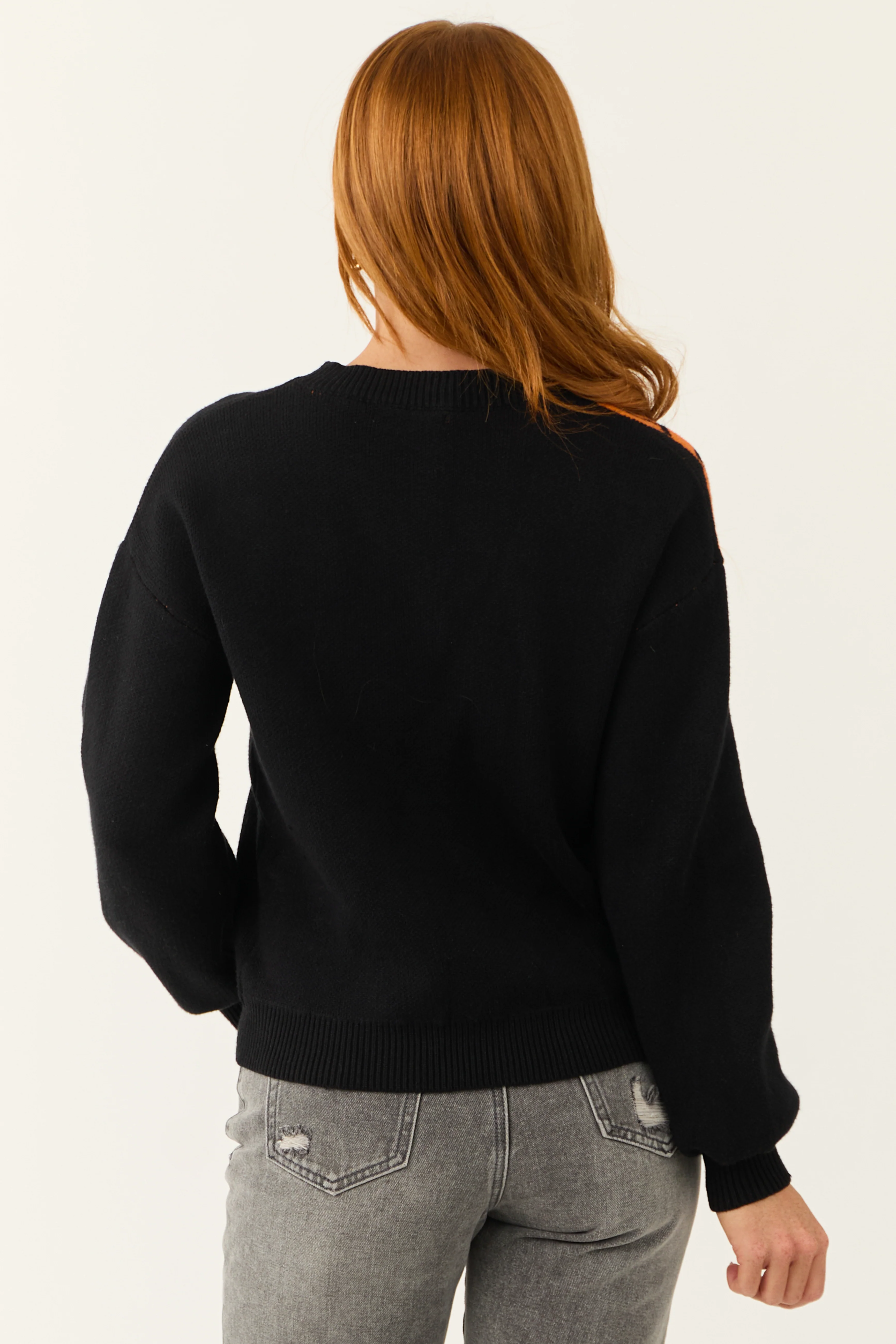 Black Jack-O-Lantern Graphic Soft Knit Sweater - Image 5