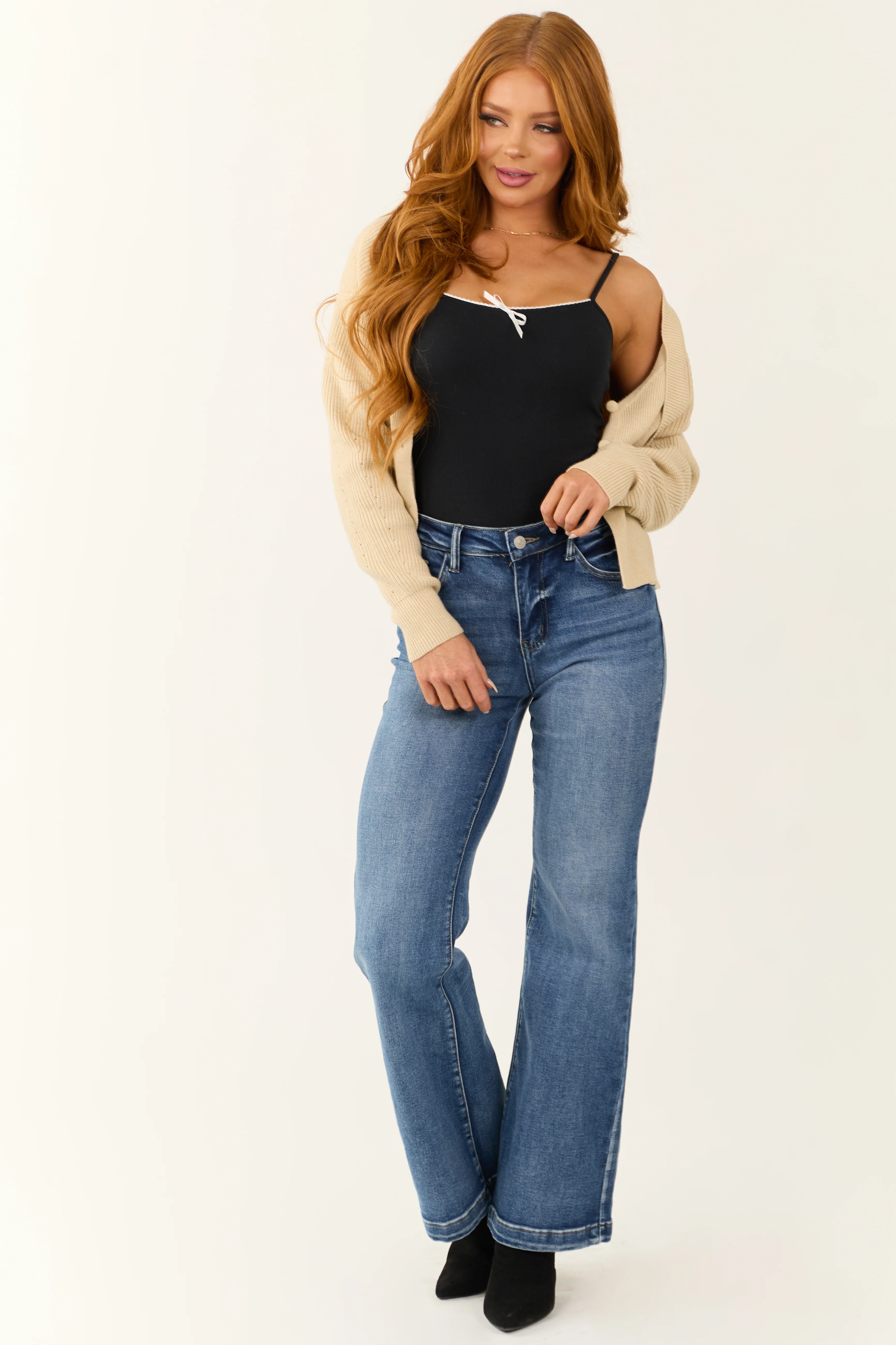 Black Knit Contrast Scoop Neck Bodysuit - Image 4