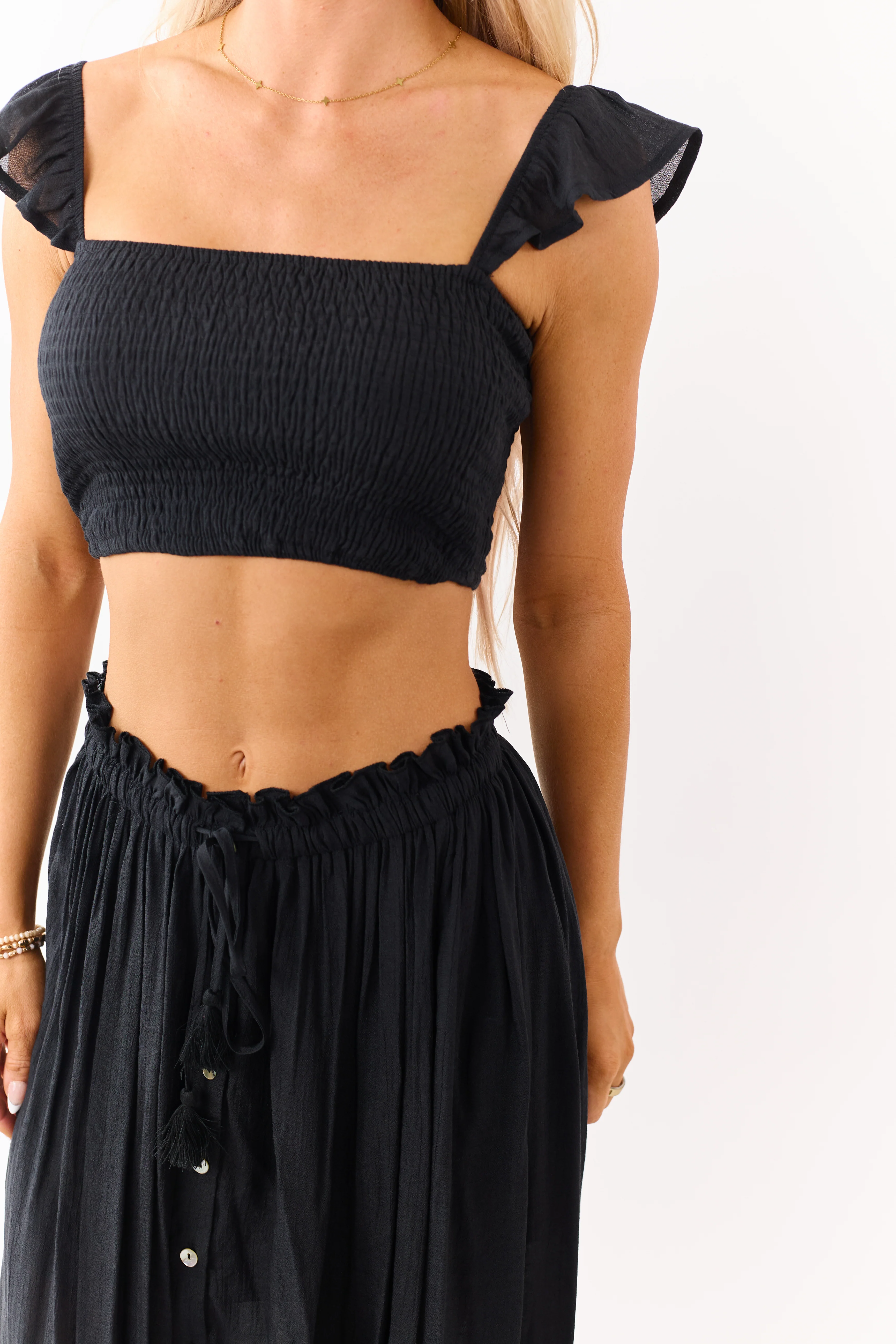 Black Maxi Skirt and Smocked Crop Top Set - Image 7