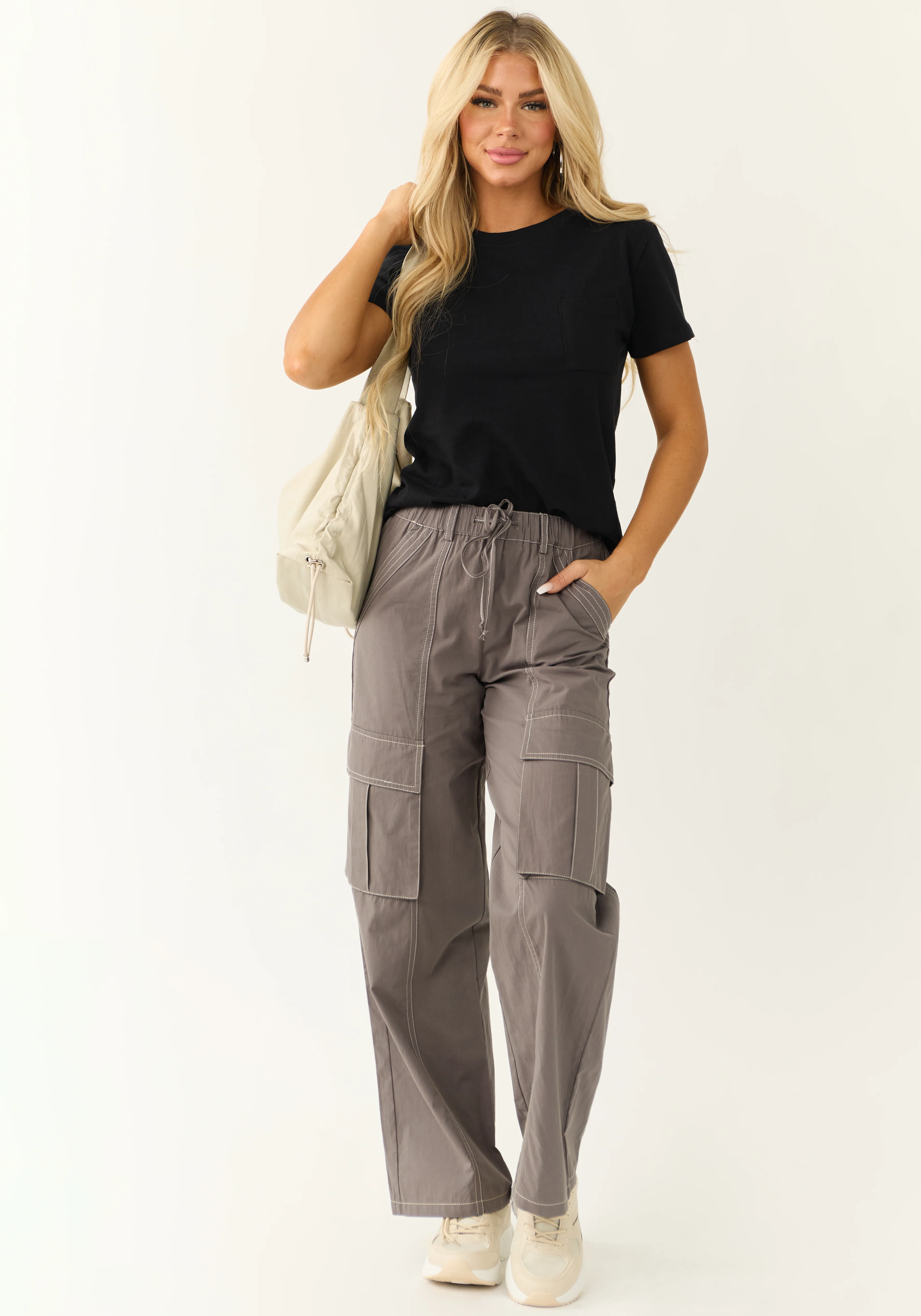 Black Short Sleeve Chest Pocket Knit Top - Image 2
