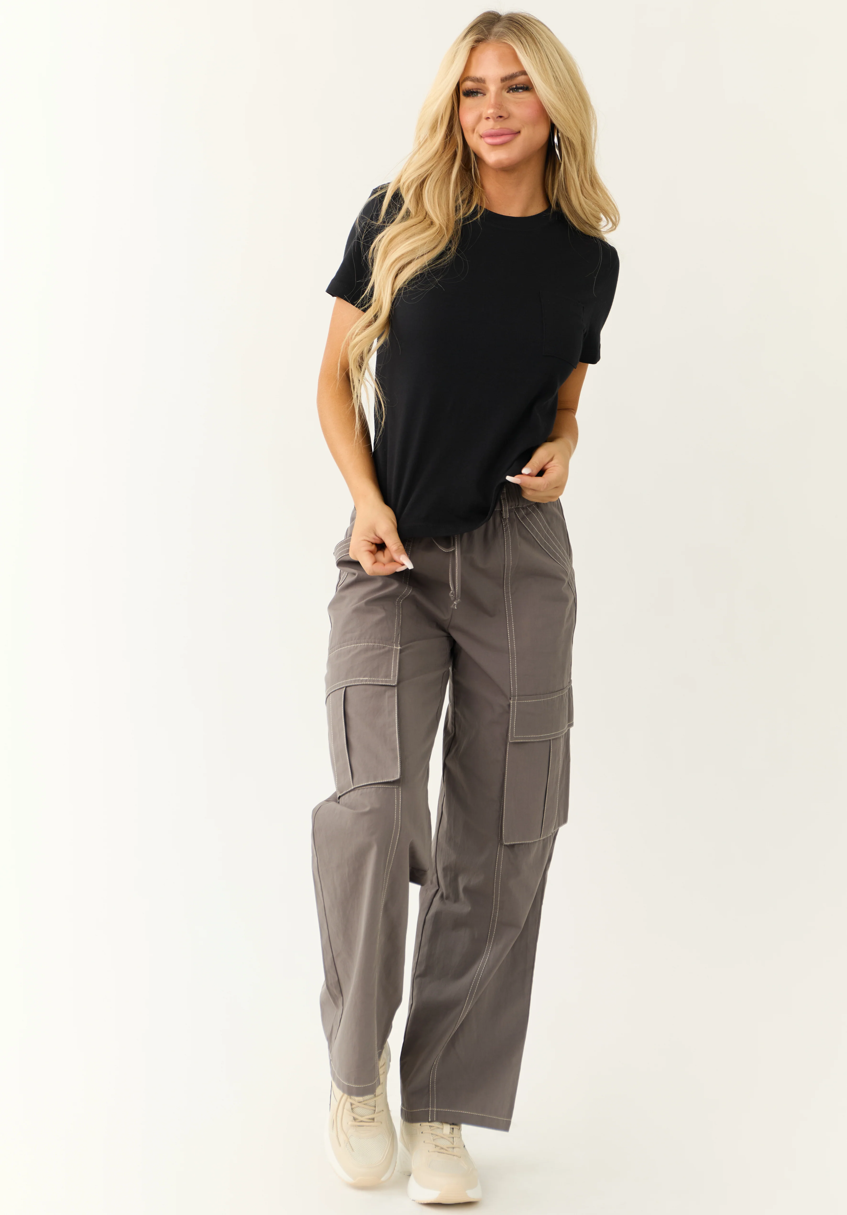Black Short Sleeve Chest Pocket Knit Top - Image 3