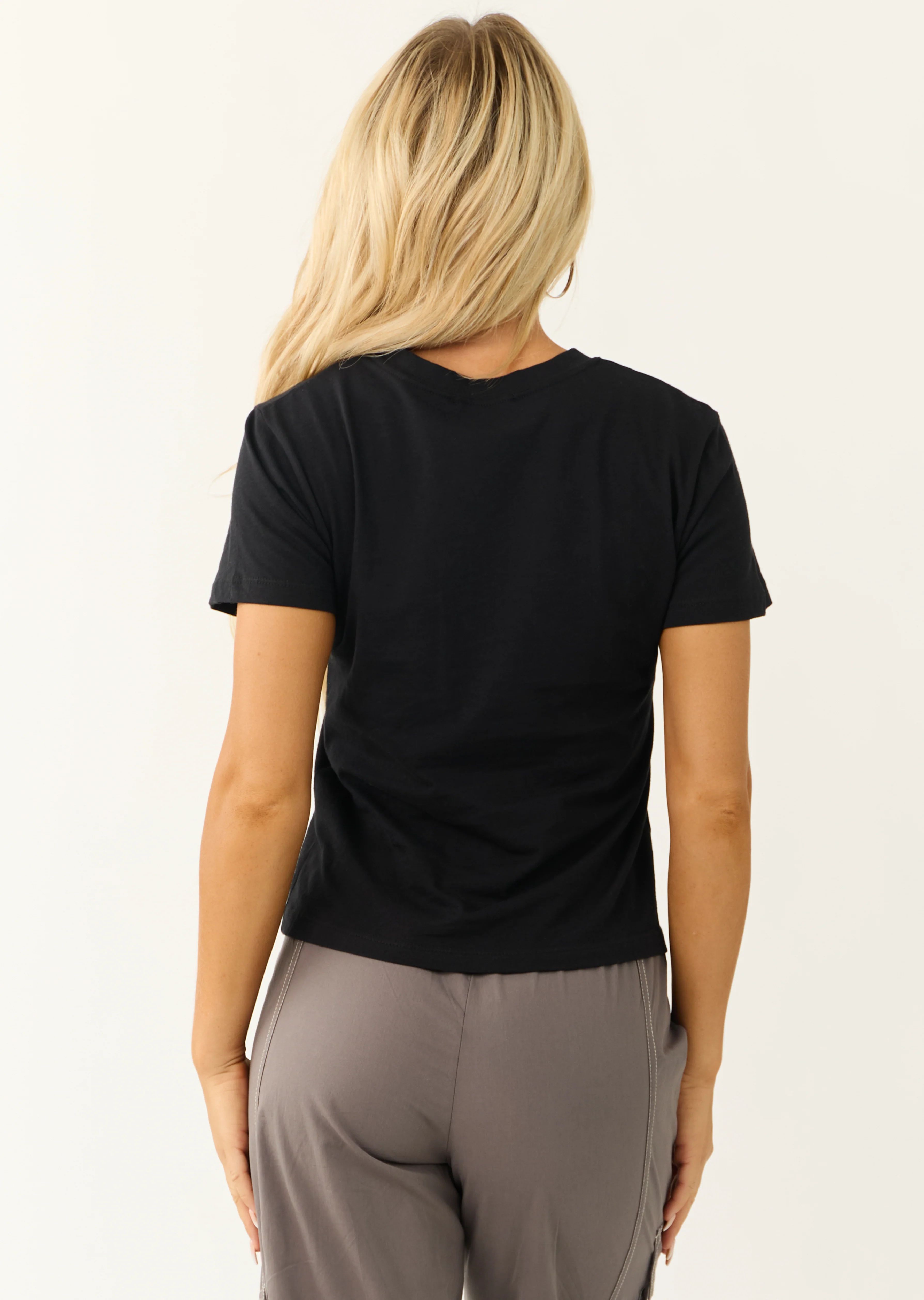 Black Short Sleeve Chest Pocket Knit Top - Image 5