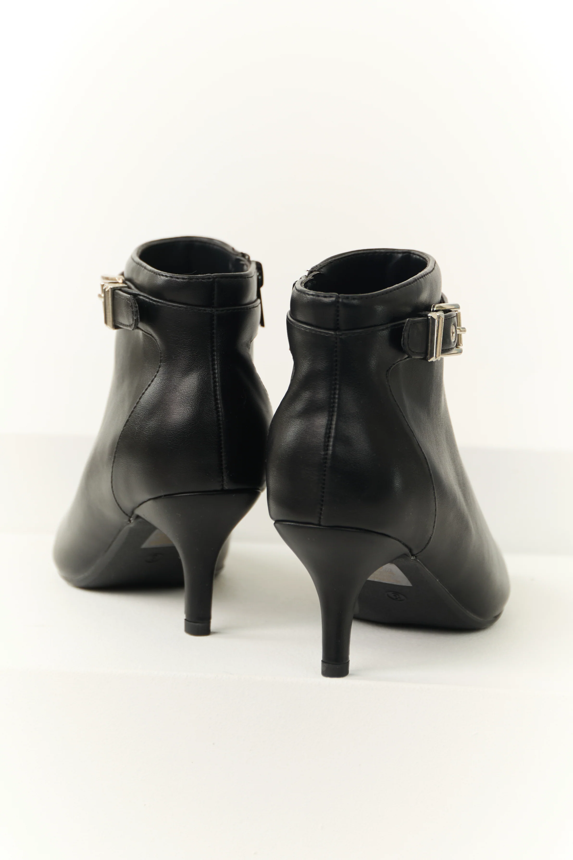 Black Stiletto Ankle Booties with Silver Buckle - Image 4