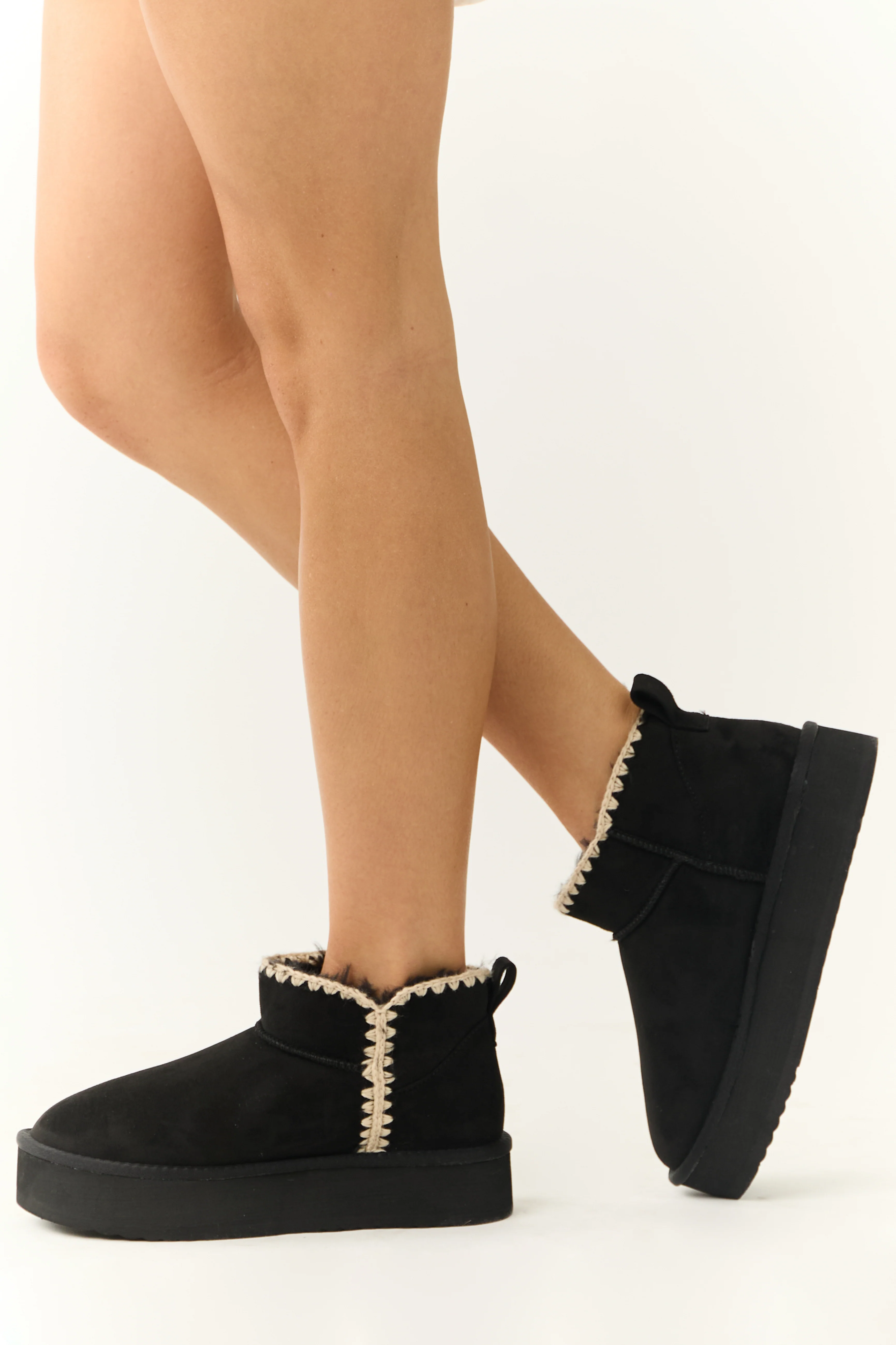 Black Suede Platform Ankle Boots - Image 6