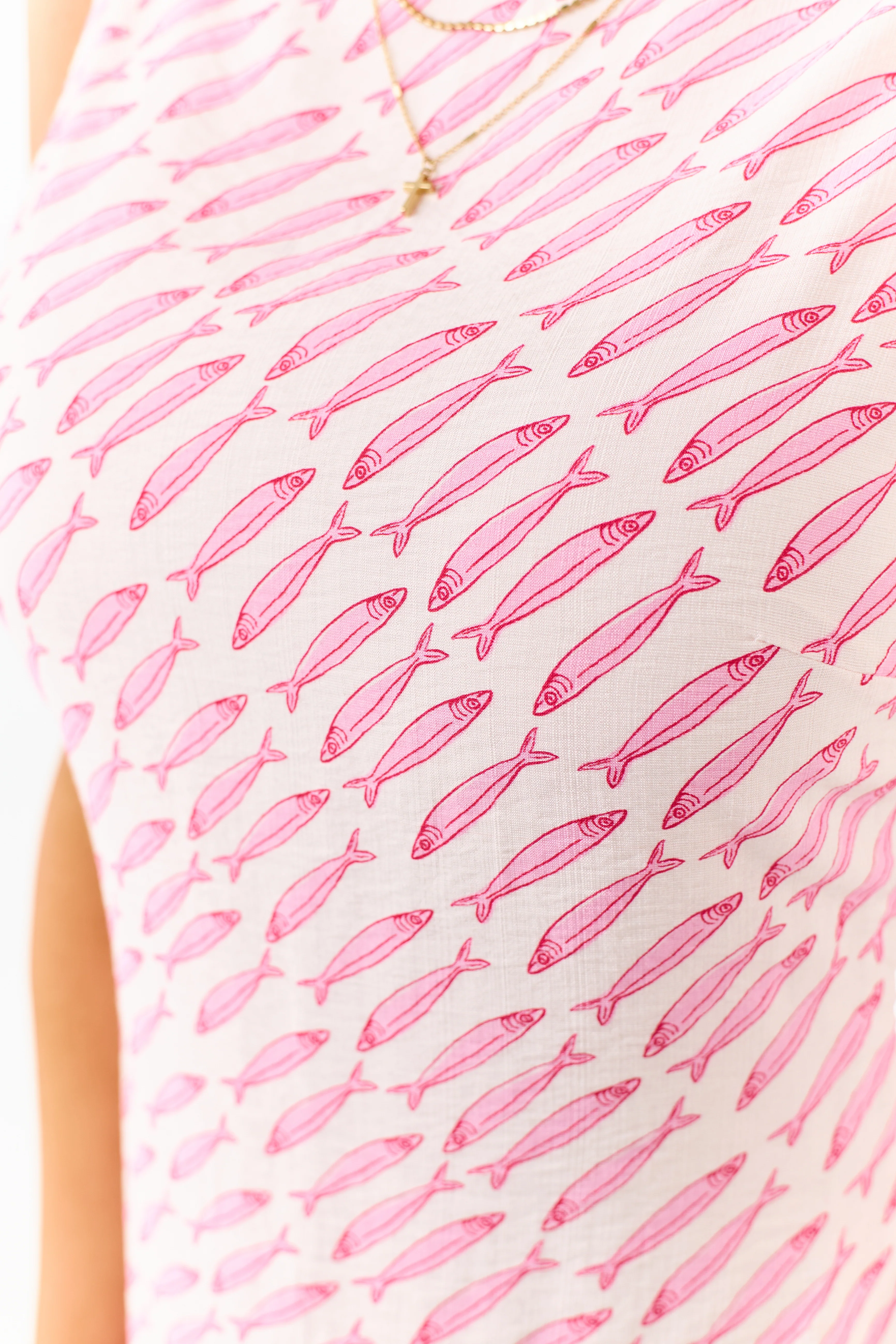 Blush Fish Print Boatneck Sleeveless Mini Dress - Image 2