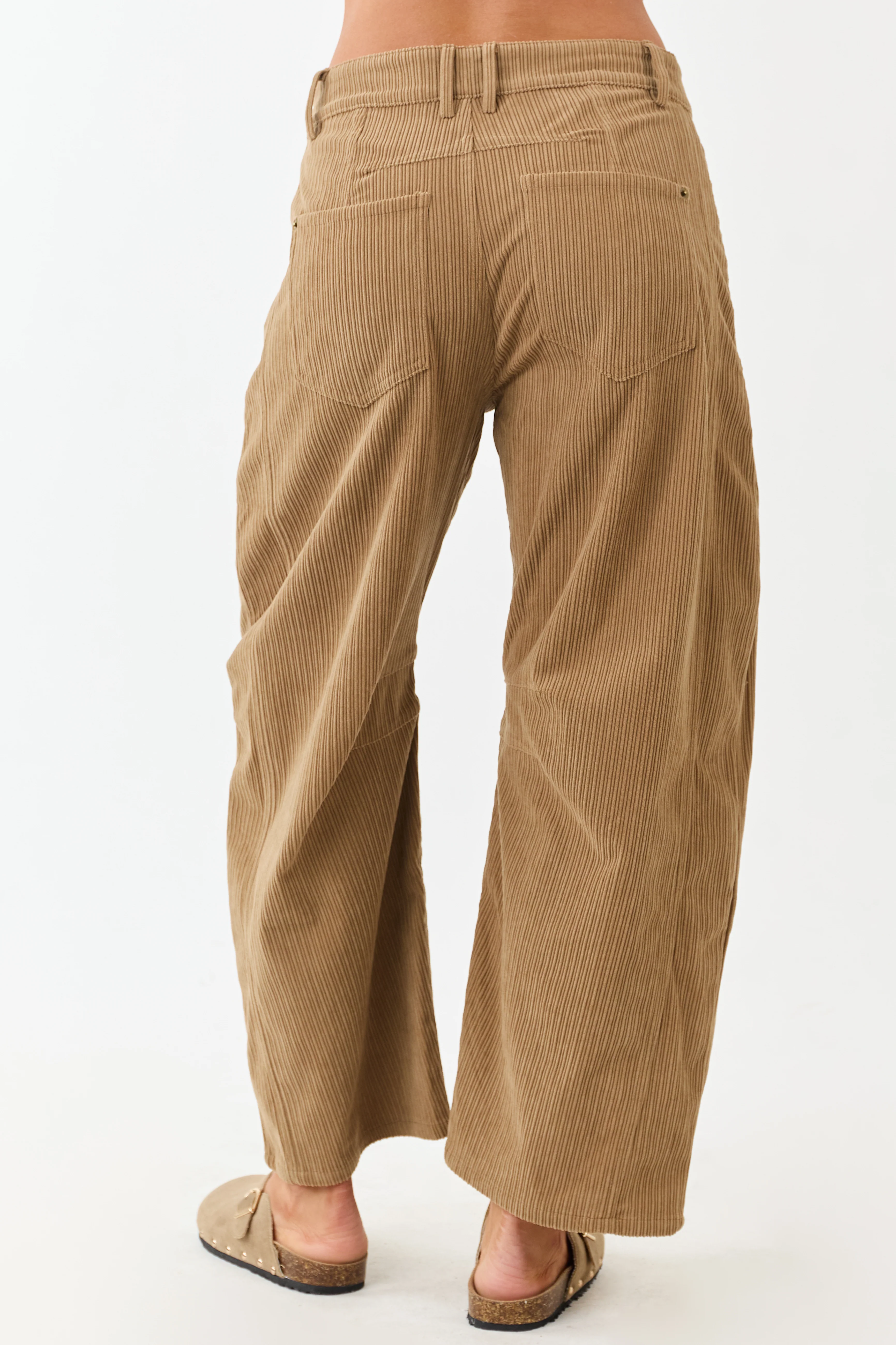 Brown Sugar Corduroy High Waisted Barrel Leg Pants - Image 4