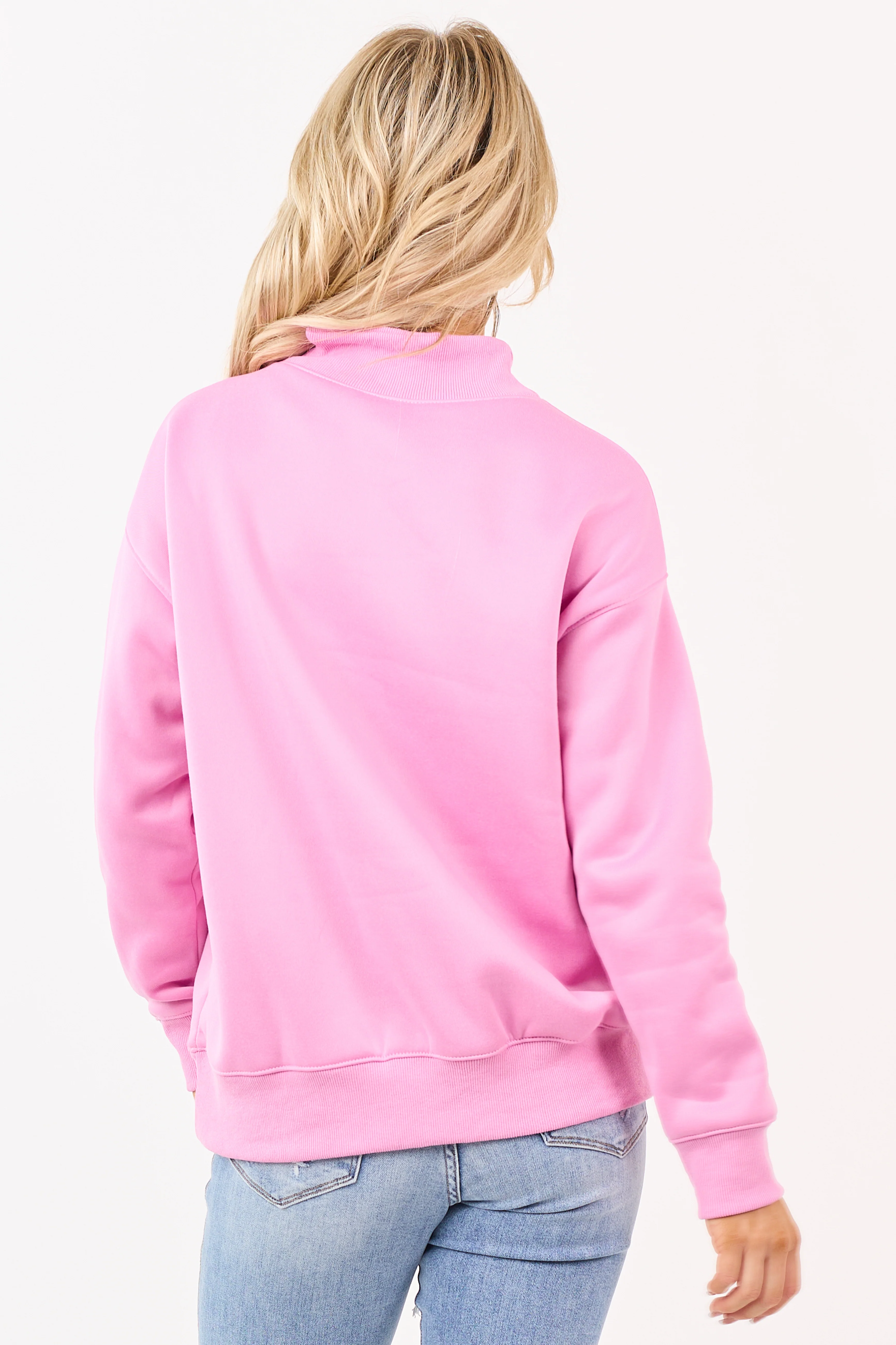 Bubblegum Mock Neck Long Sleeve Sweatshirt - Image 5