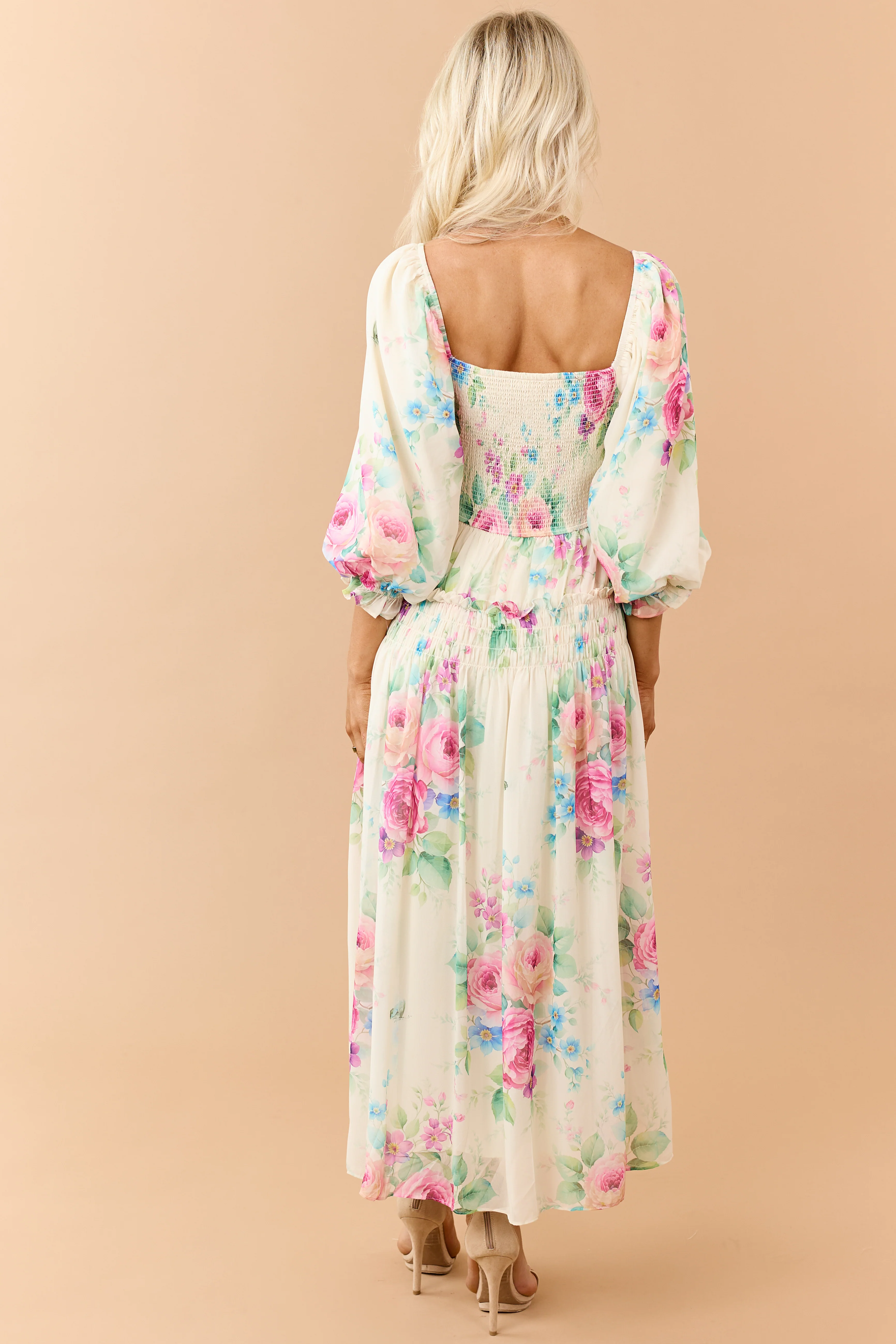 Buttercream Chiffon Floral Print Maxi Dress - Image 6