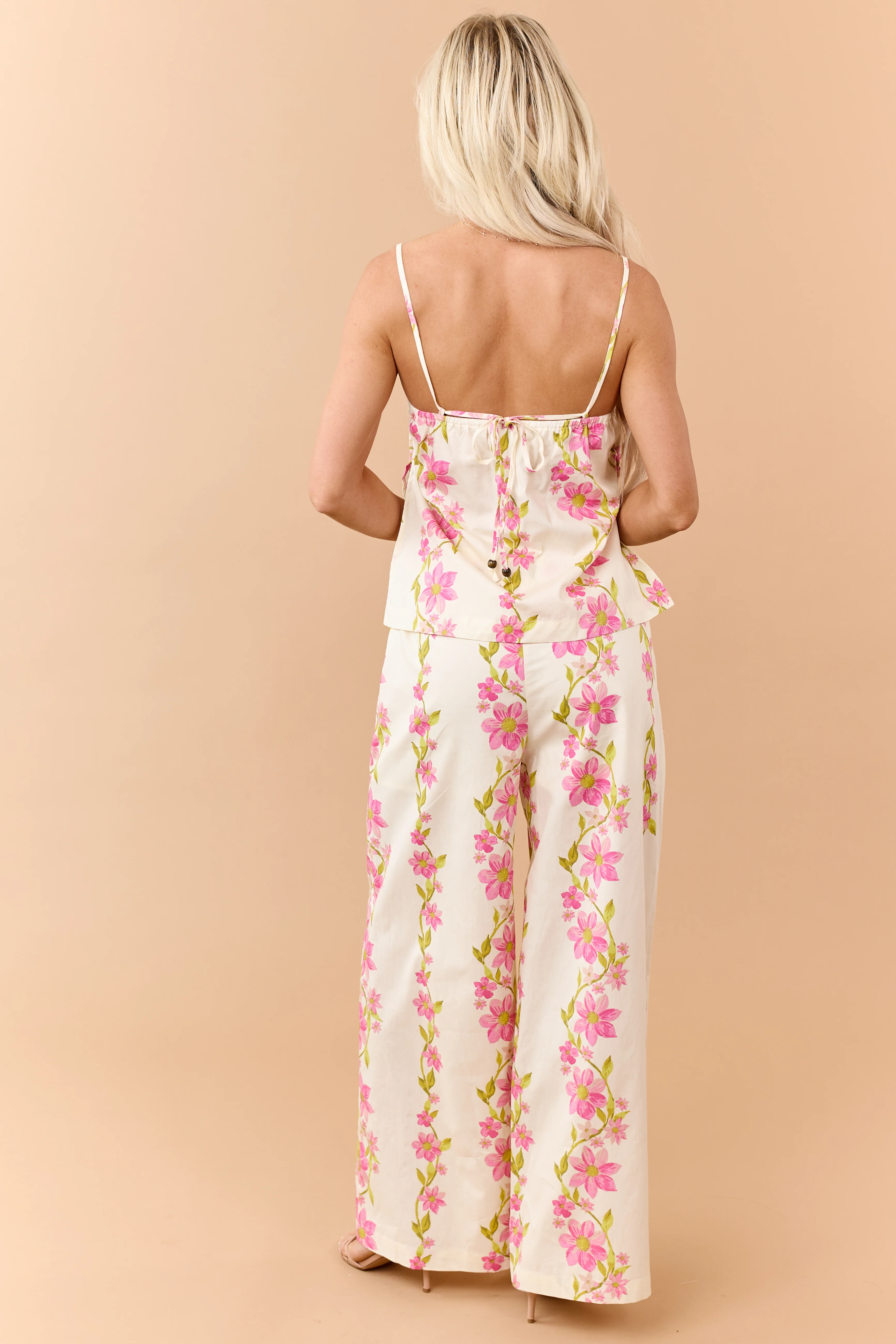 Buttercream Cotton Floral Tank Top and Pants Set - Image 6