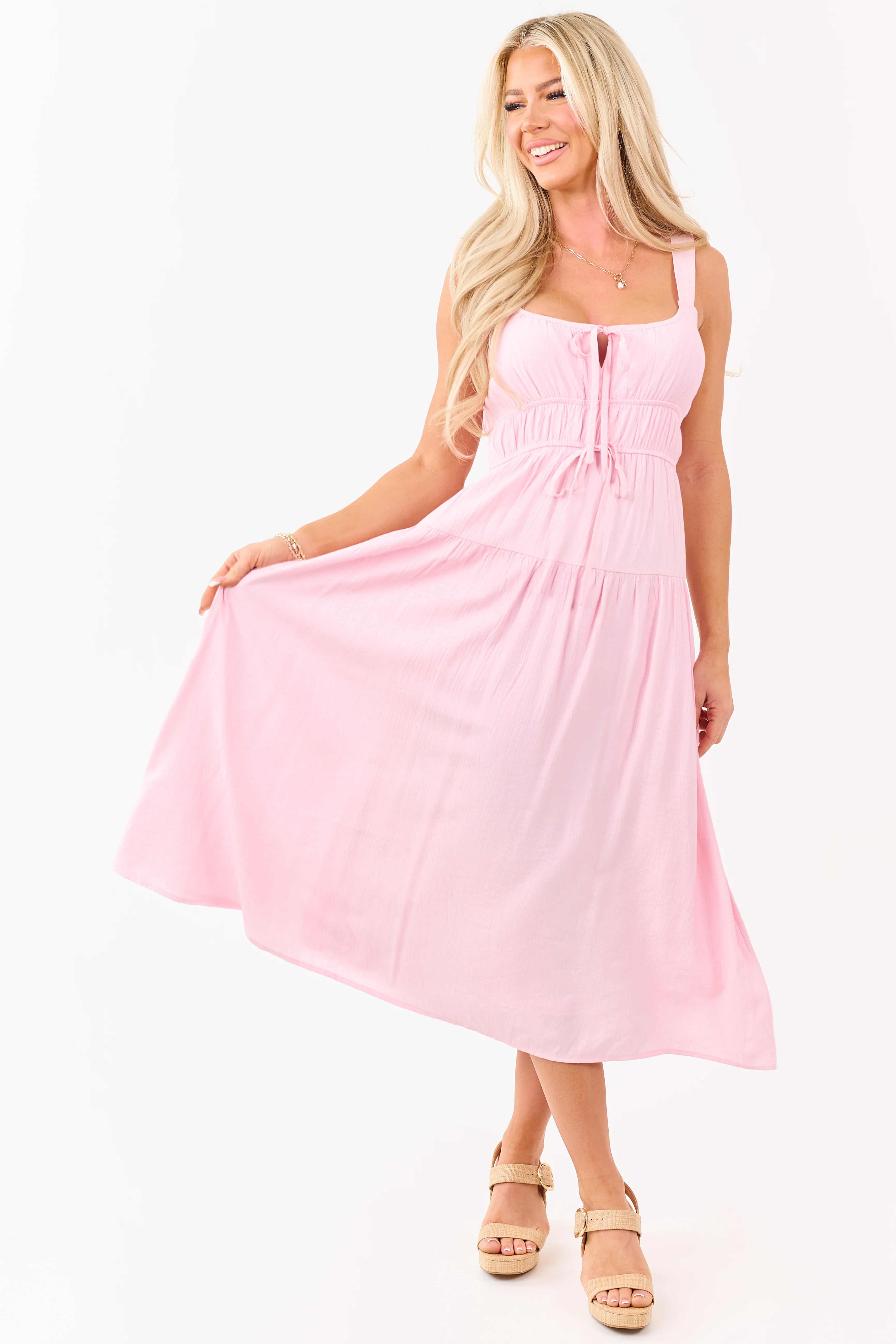 Carnation Elastic Waist Sleeveless Midi Dress - Image 2