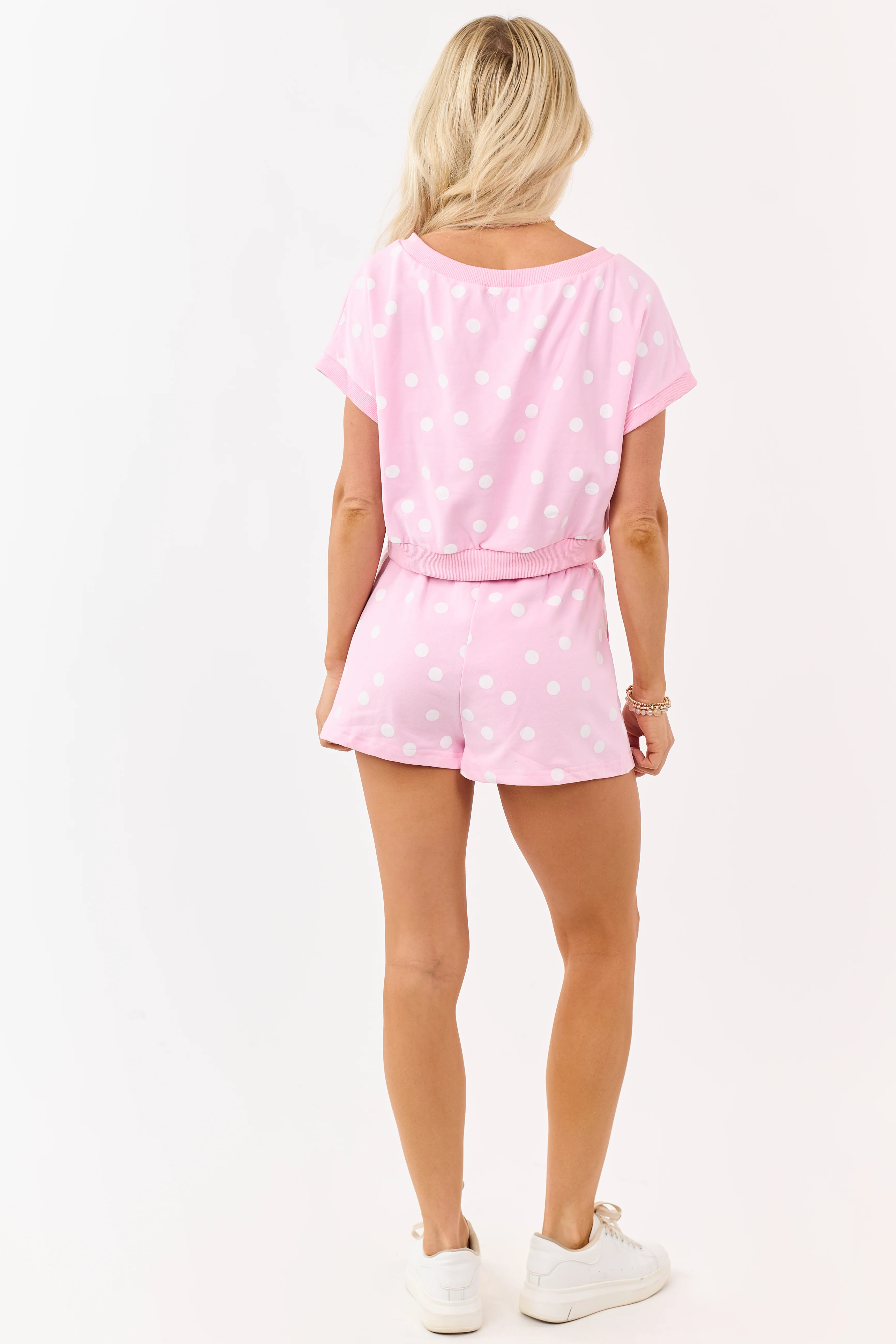 Carnation Polka Dot Boxy Knit Top and Shorts Set - Image 5