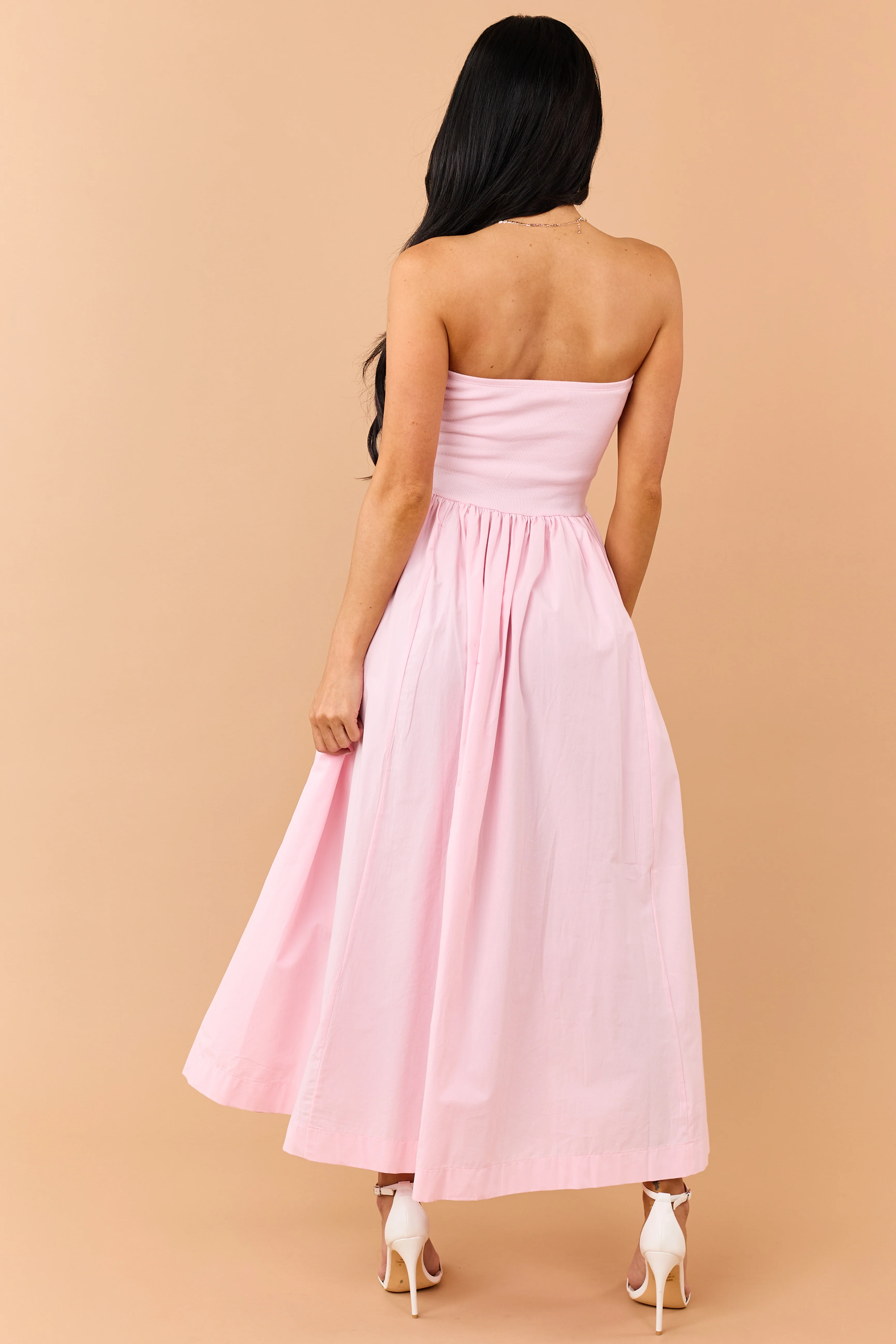 Carnation Strapless Knit Contrast Cotton Maxi Dress - Image 5