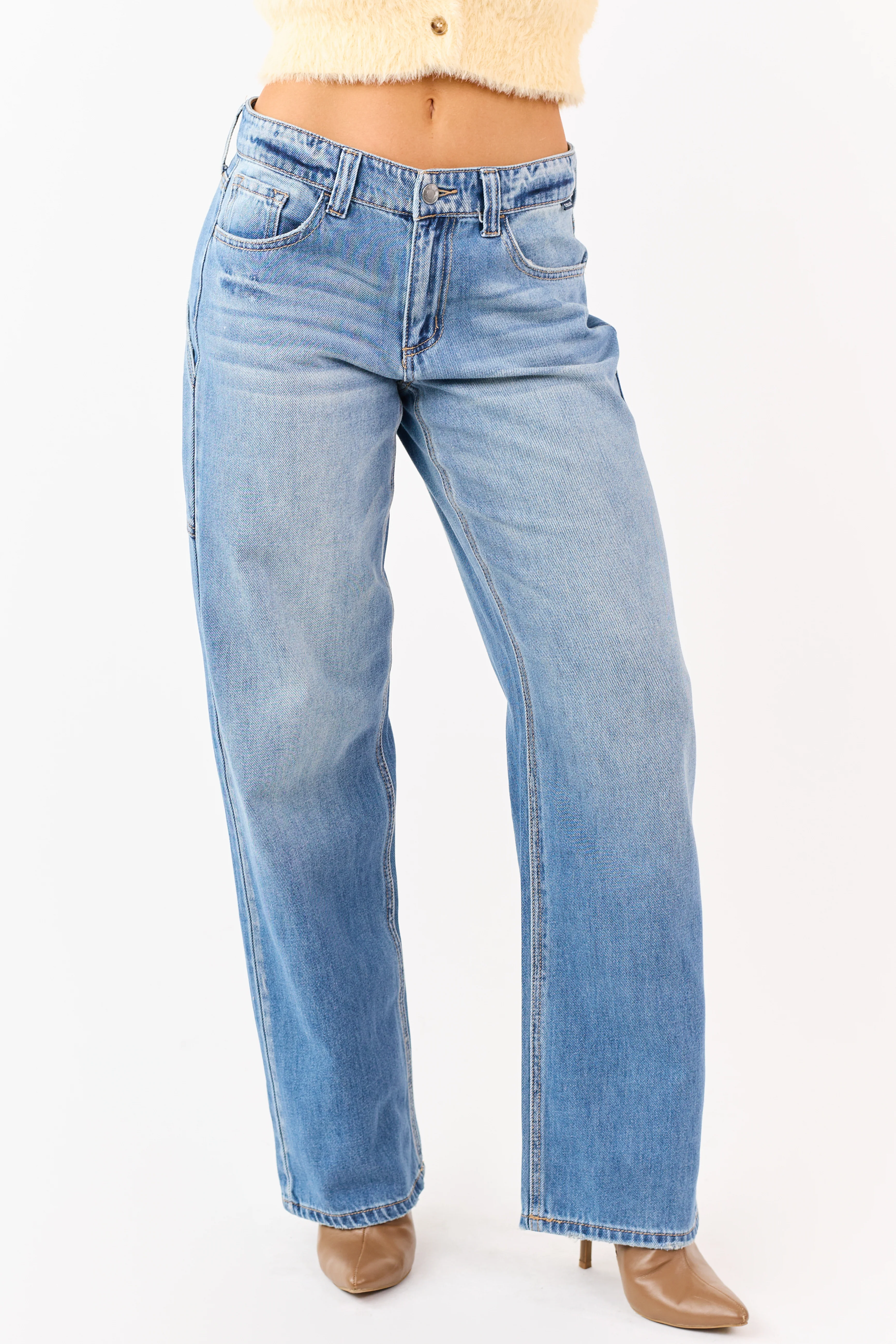 Cello Light Wash Low Baggy Relaxed Straight Jeans - Image 2