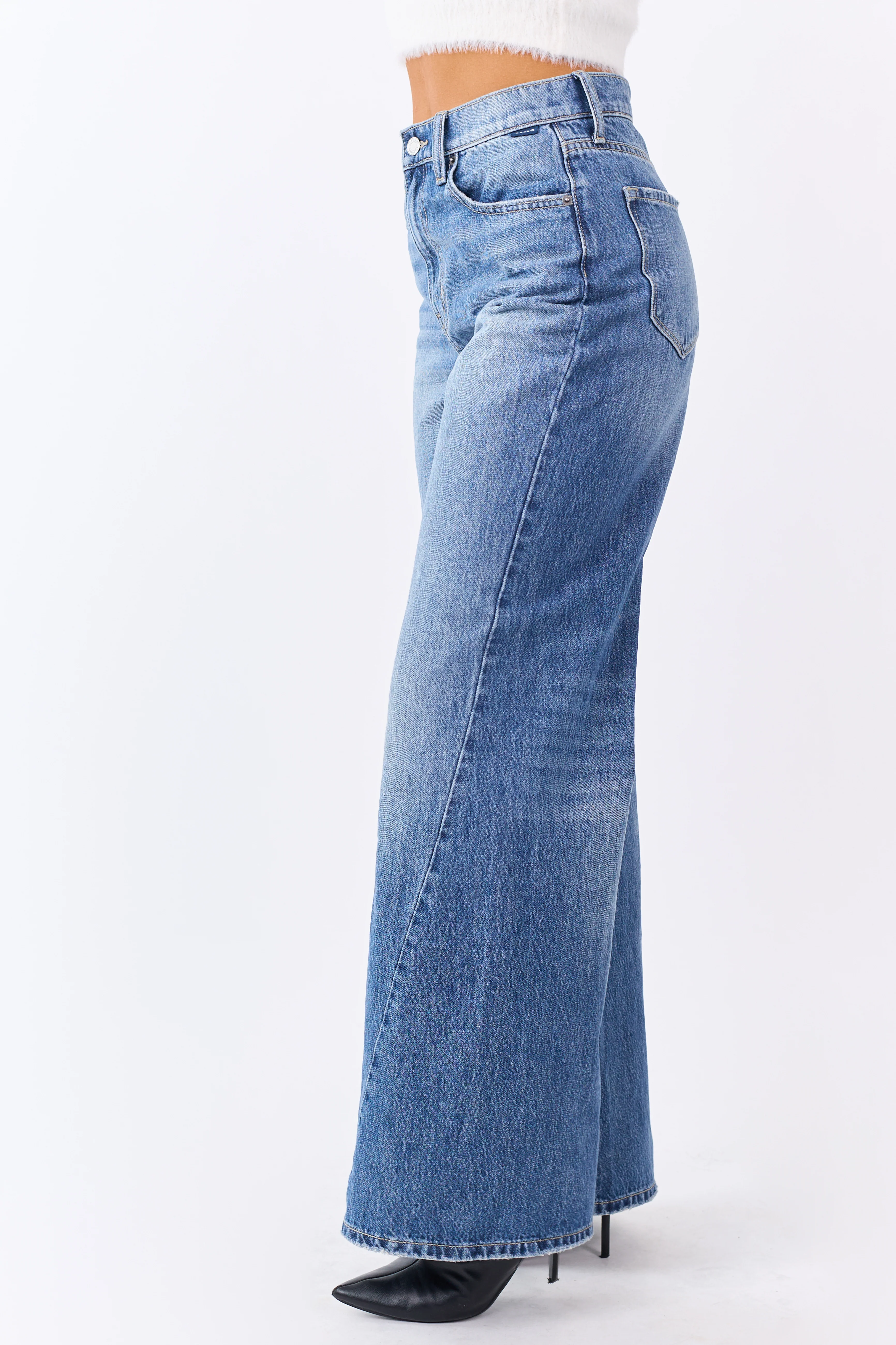 Cello Medium High Rise Wide Leg Curved Seam Jeans - Image 5