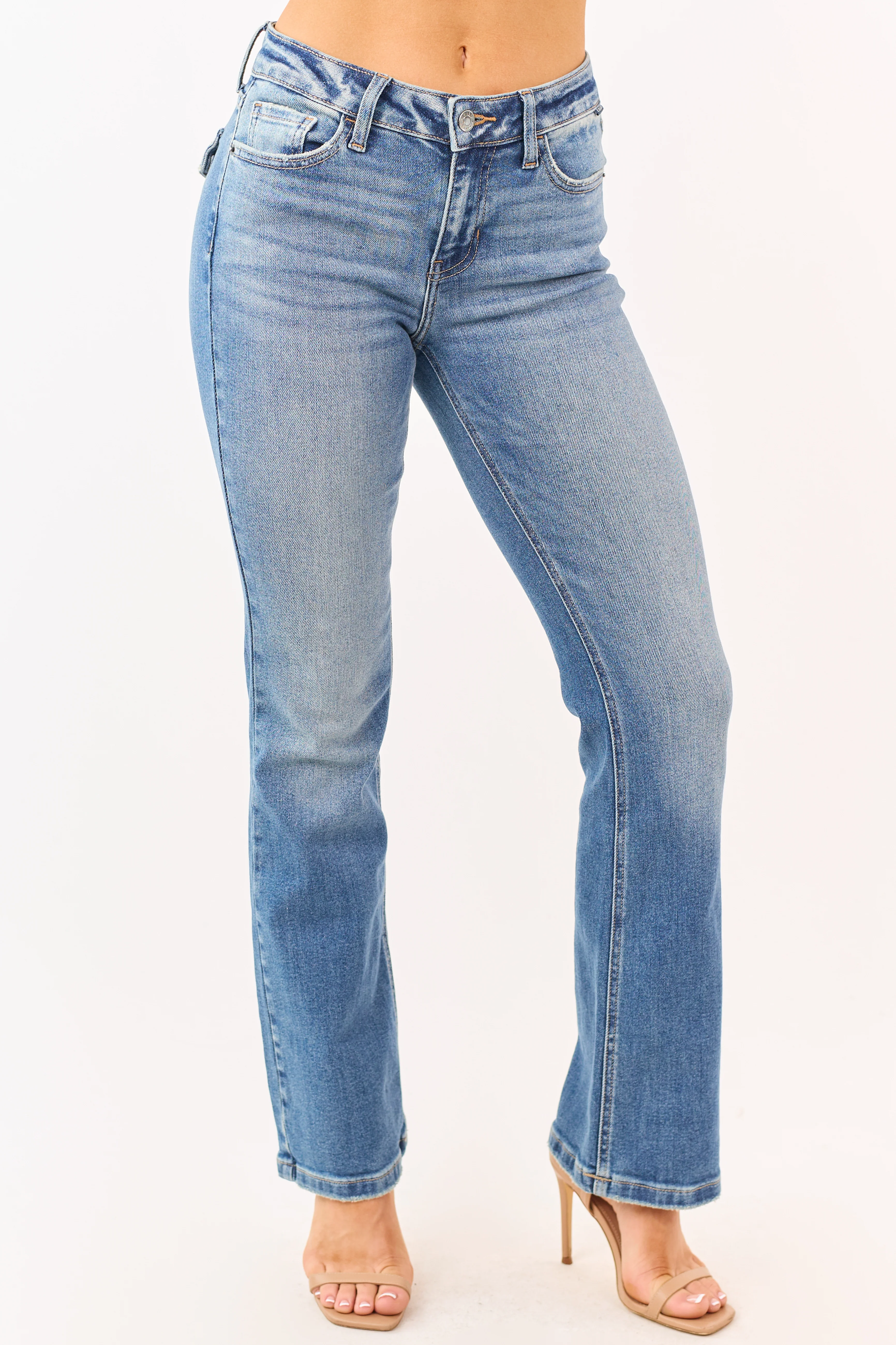 Cello Medium Wash Stretchy Bootcut Jeans - Image 2