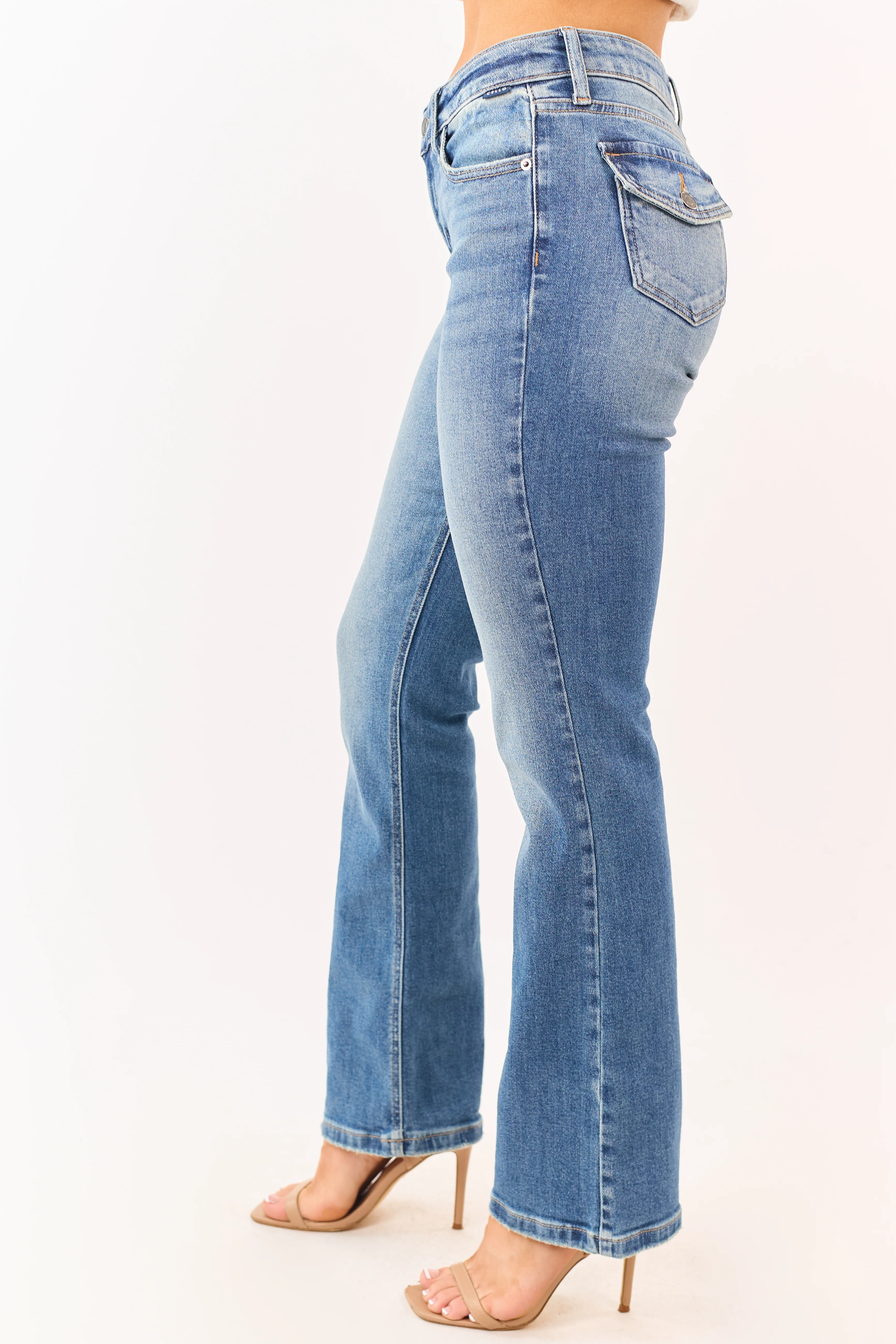 Cello Medium Wash Stretchy Bootcut Jeans - Image 3