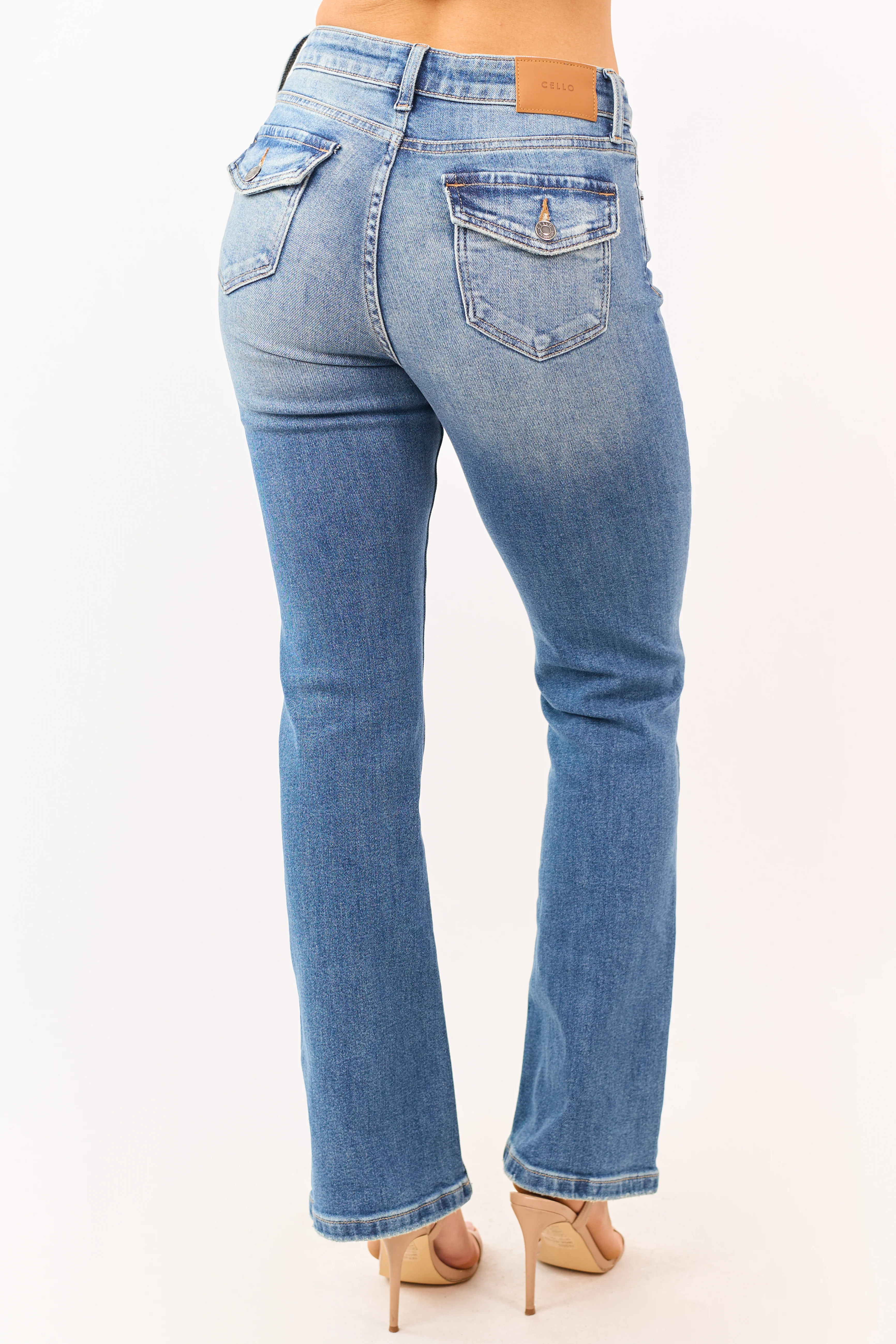 Cello Medium Wash Stretchy Bootcut Jeans - Image 4