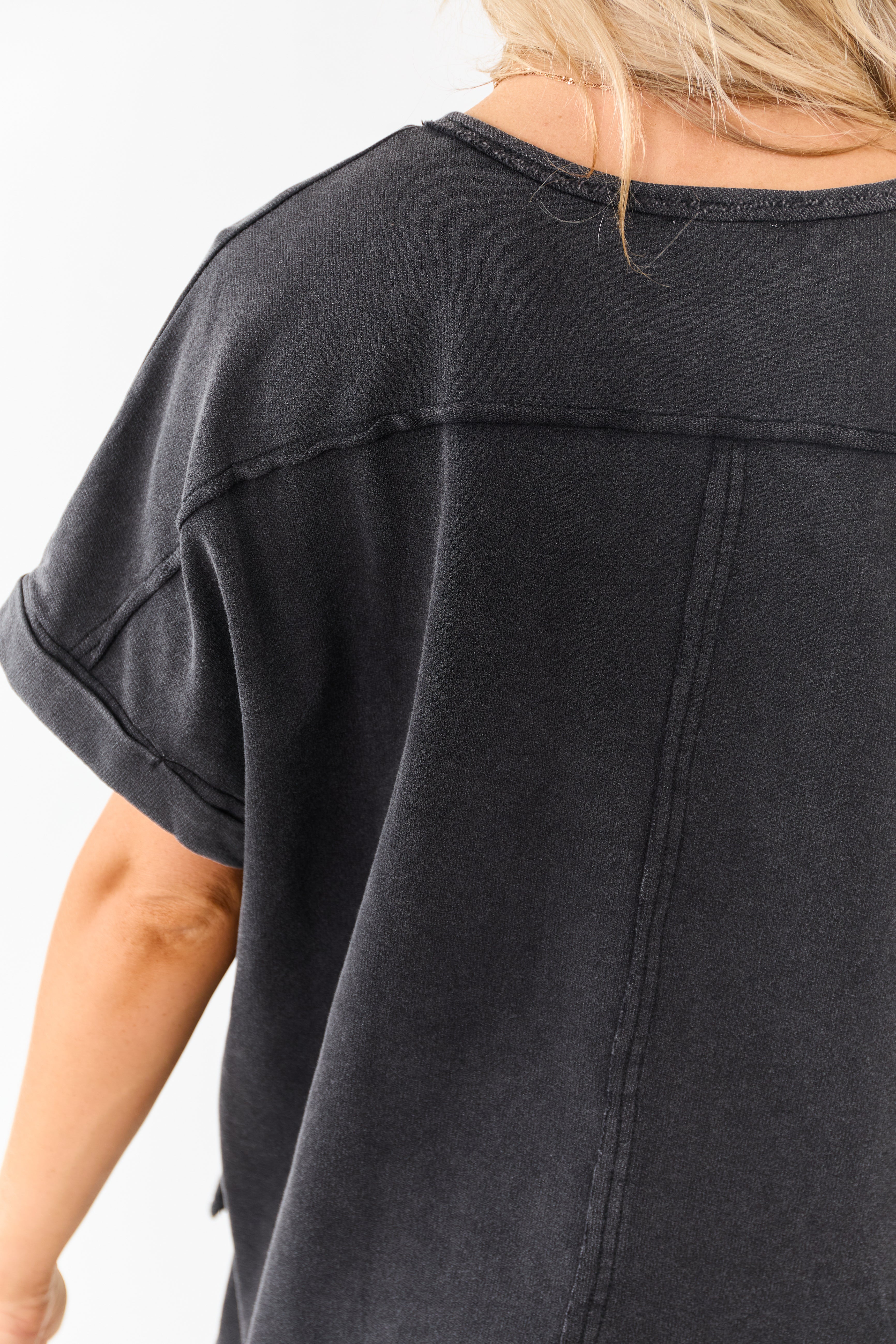 Charcoal Mineral Wash Short Sleeve Cotton Top - Image 6
