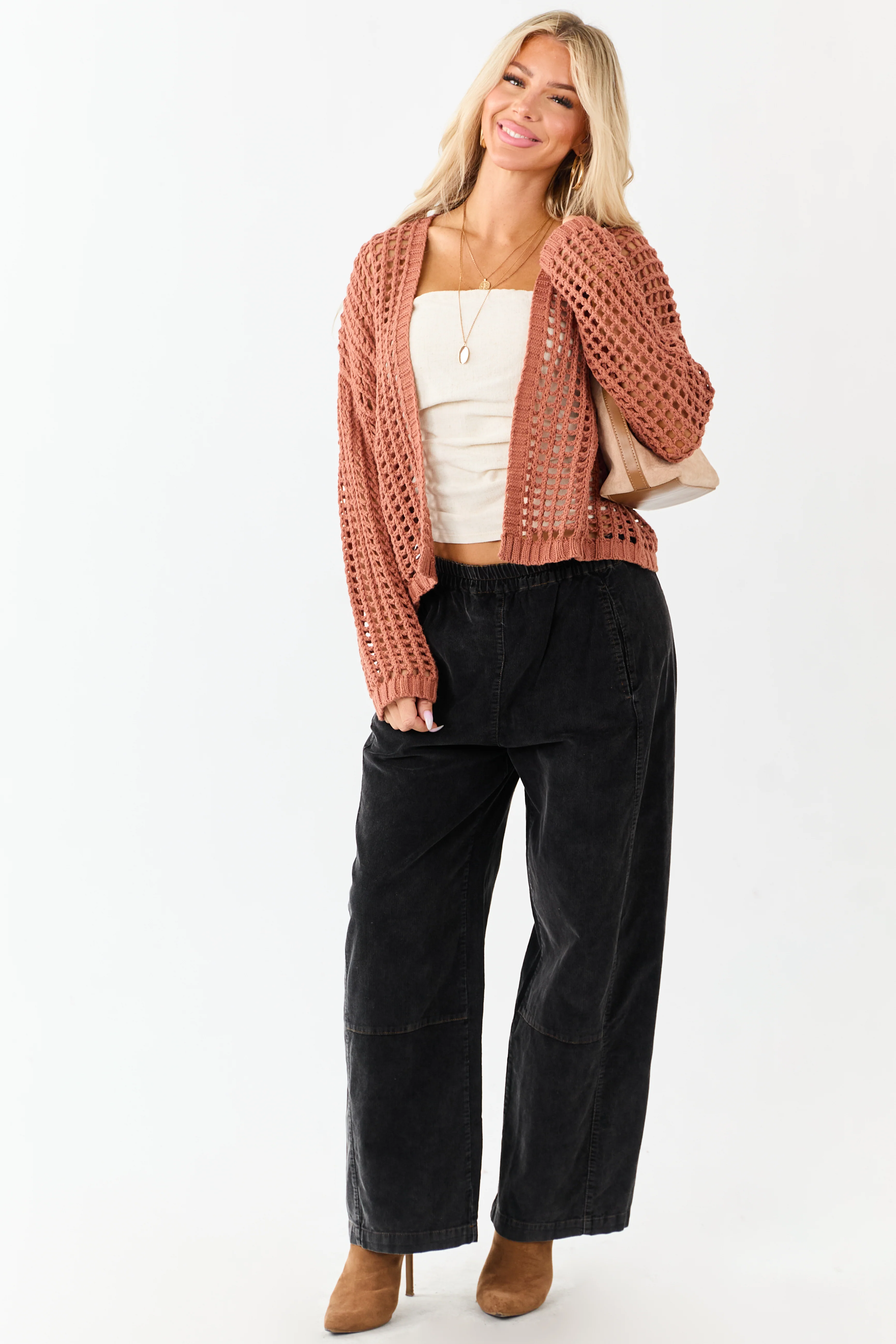 Charcoal Stone Washed Corduroy Wide Leg Pants - Image 6