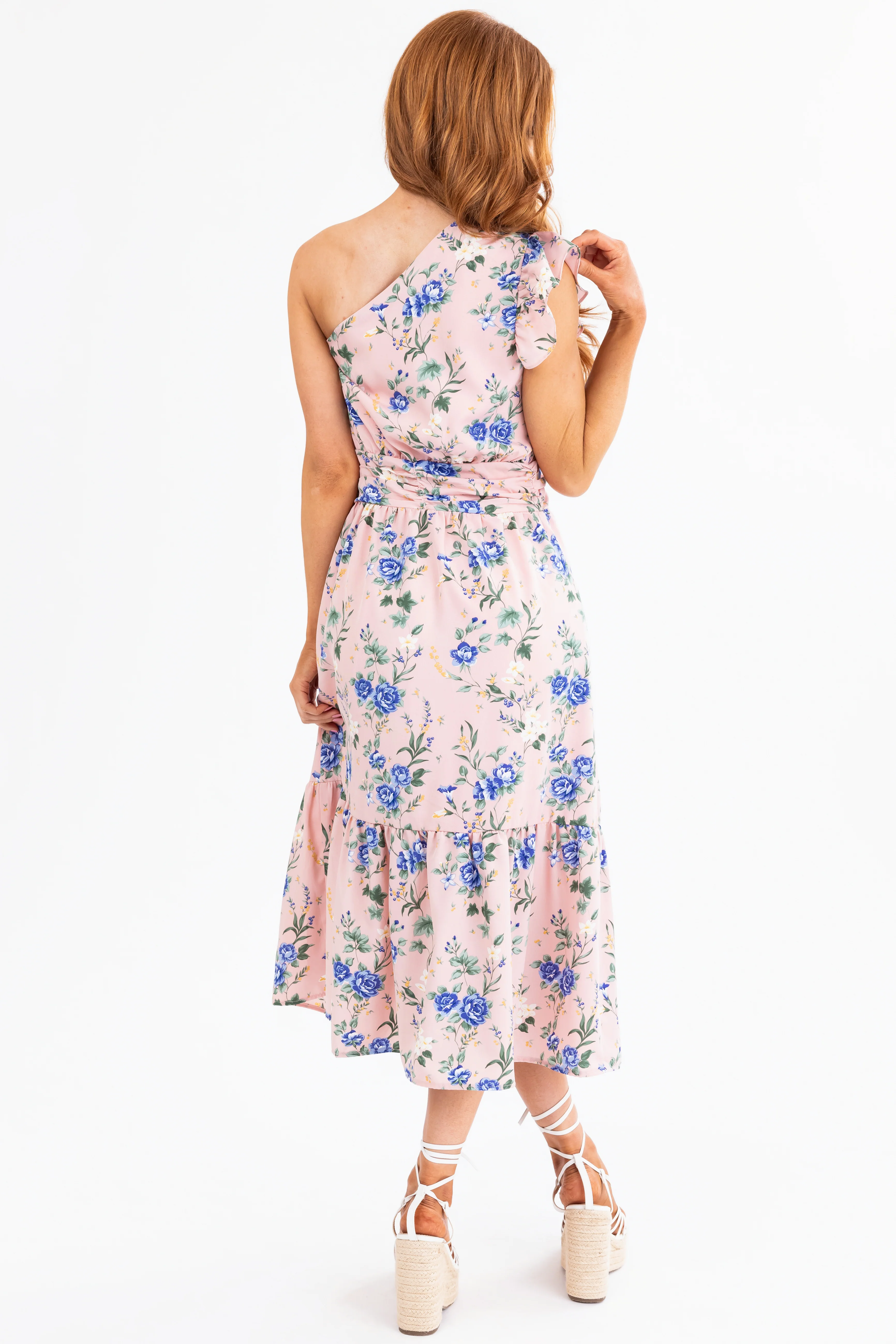 Cherry Blossom Floral One Shoulder Dress - Image 6