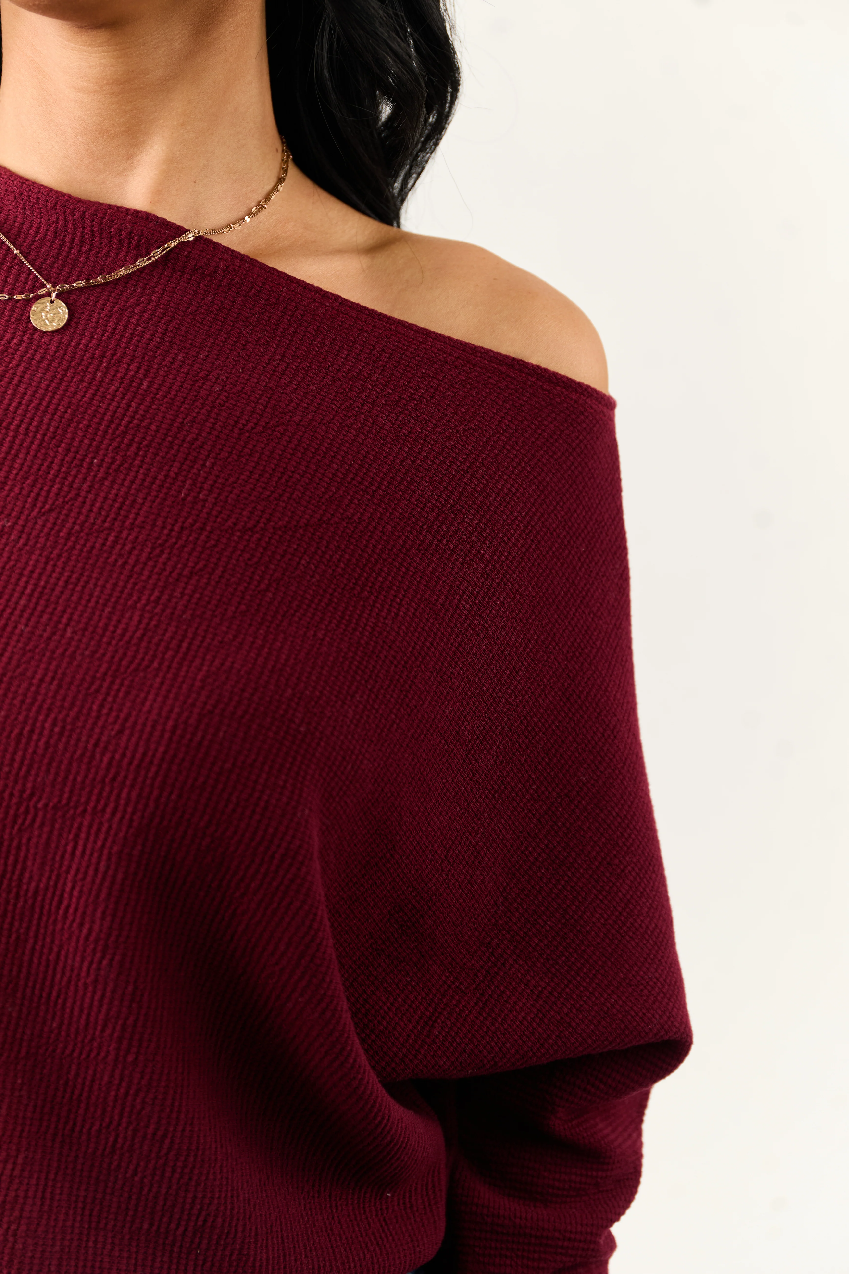 Cherry Boat Neck Knit Long Sleeve Top - Image 6