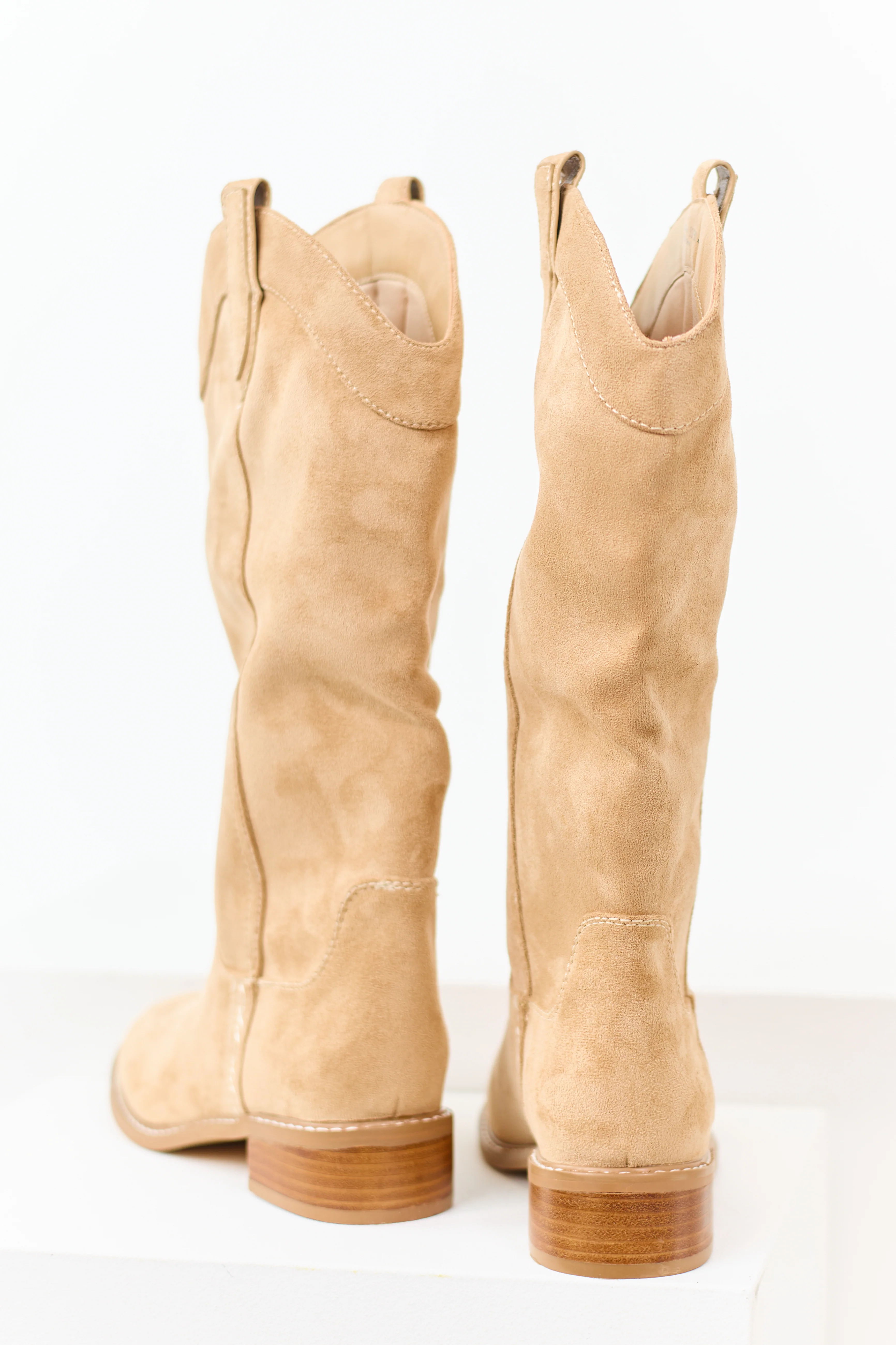 Chinese Laundry Camel Microsuede Western Boots - Image 3