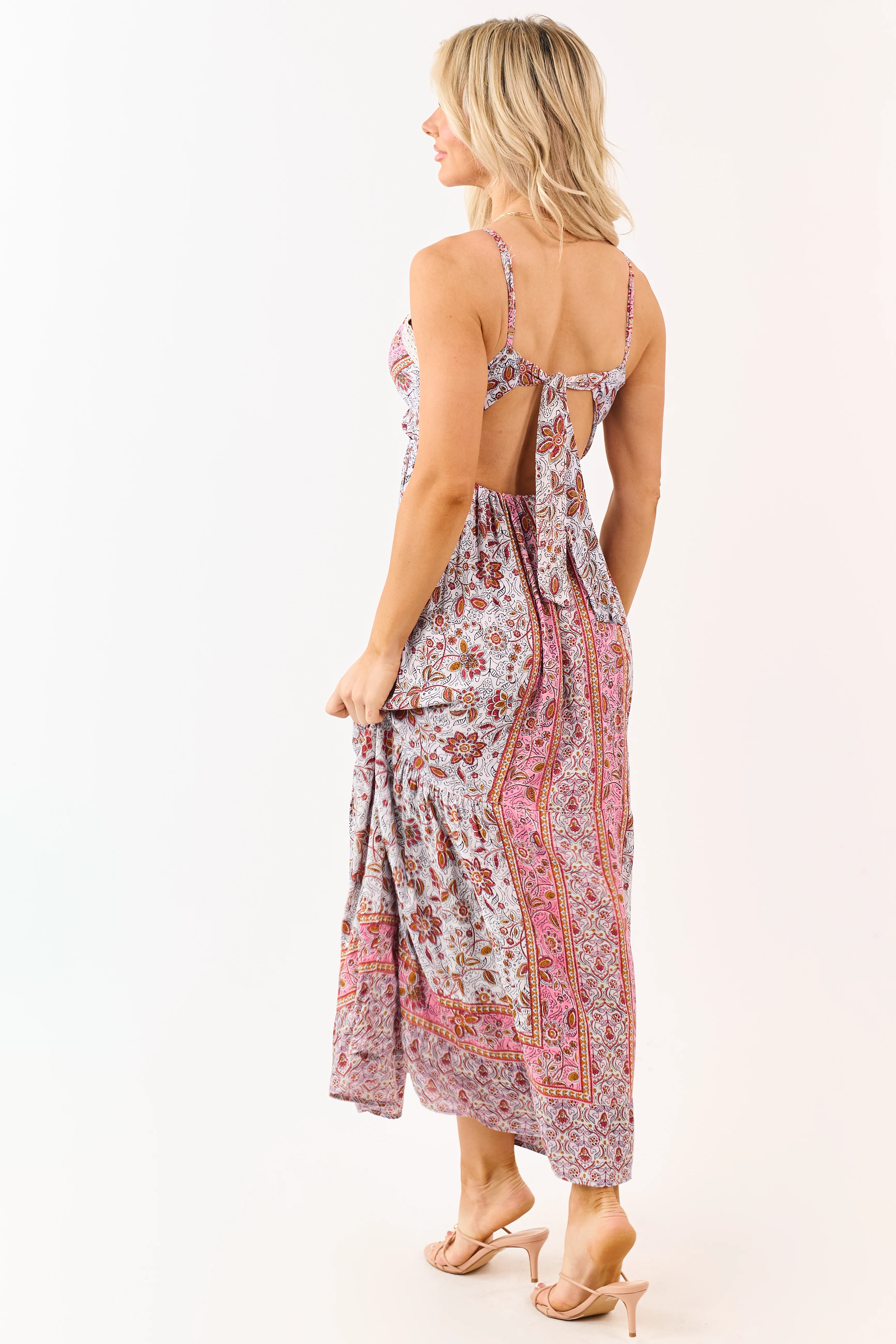 Cloud Grey Floral Print Sleeveless Maxi Dress - Image 6