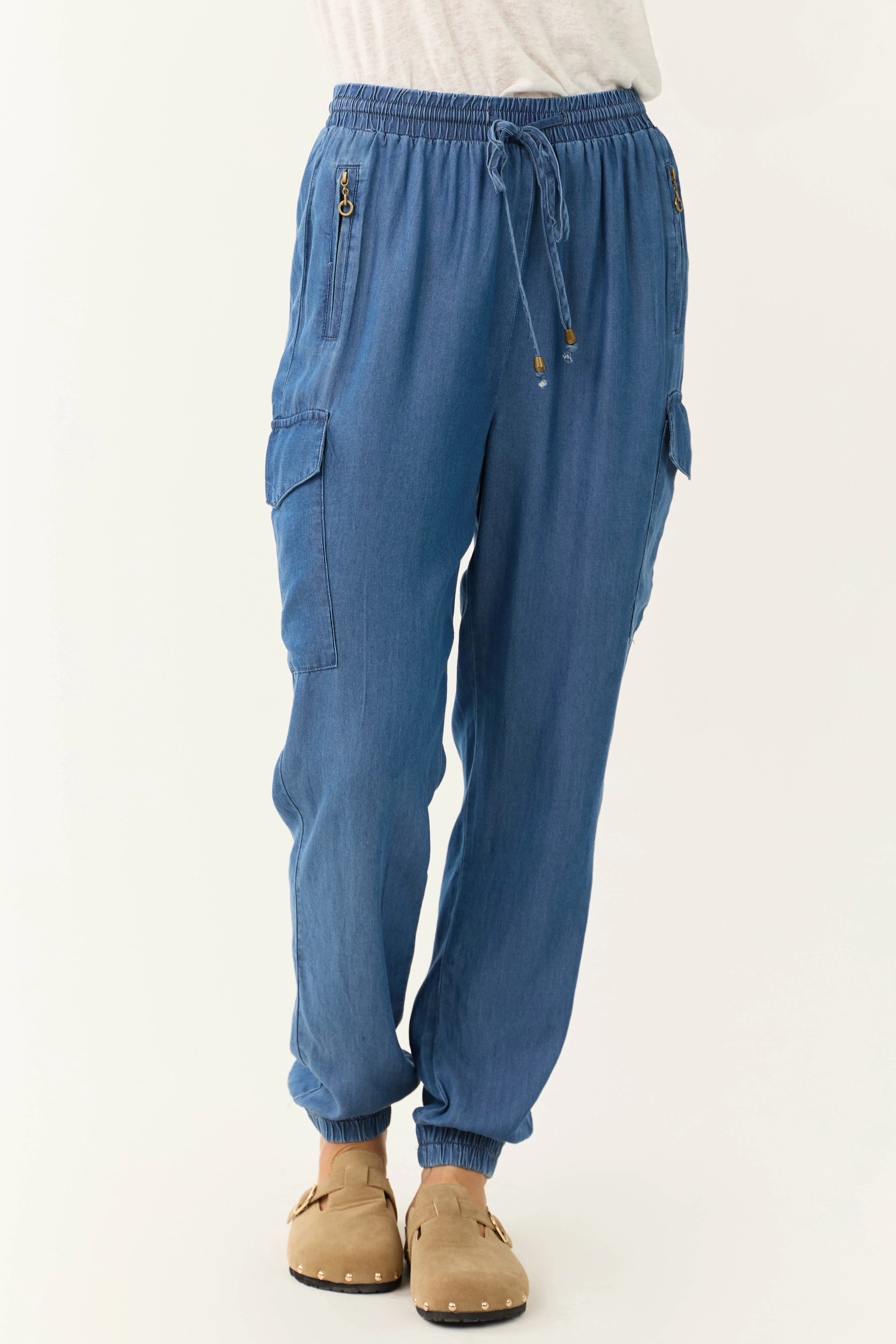Cobalt Smocked Drawstring Waistband Joggers - Image 2