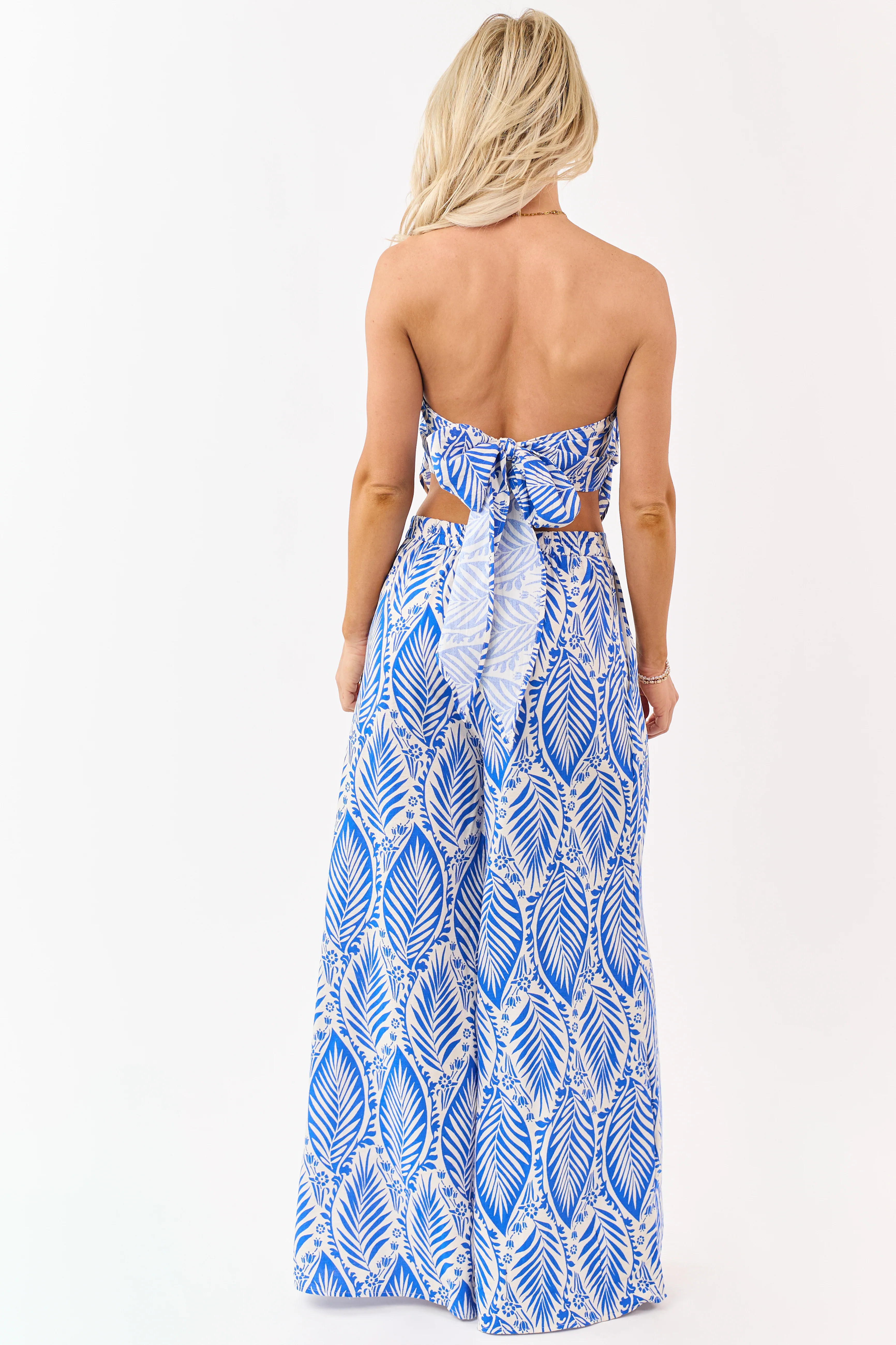 Cobalt Tropical Print Crop Top and Pant Set - Image 6