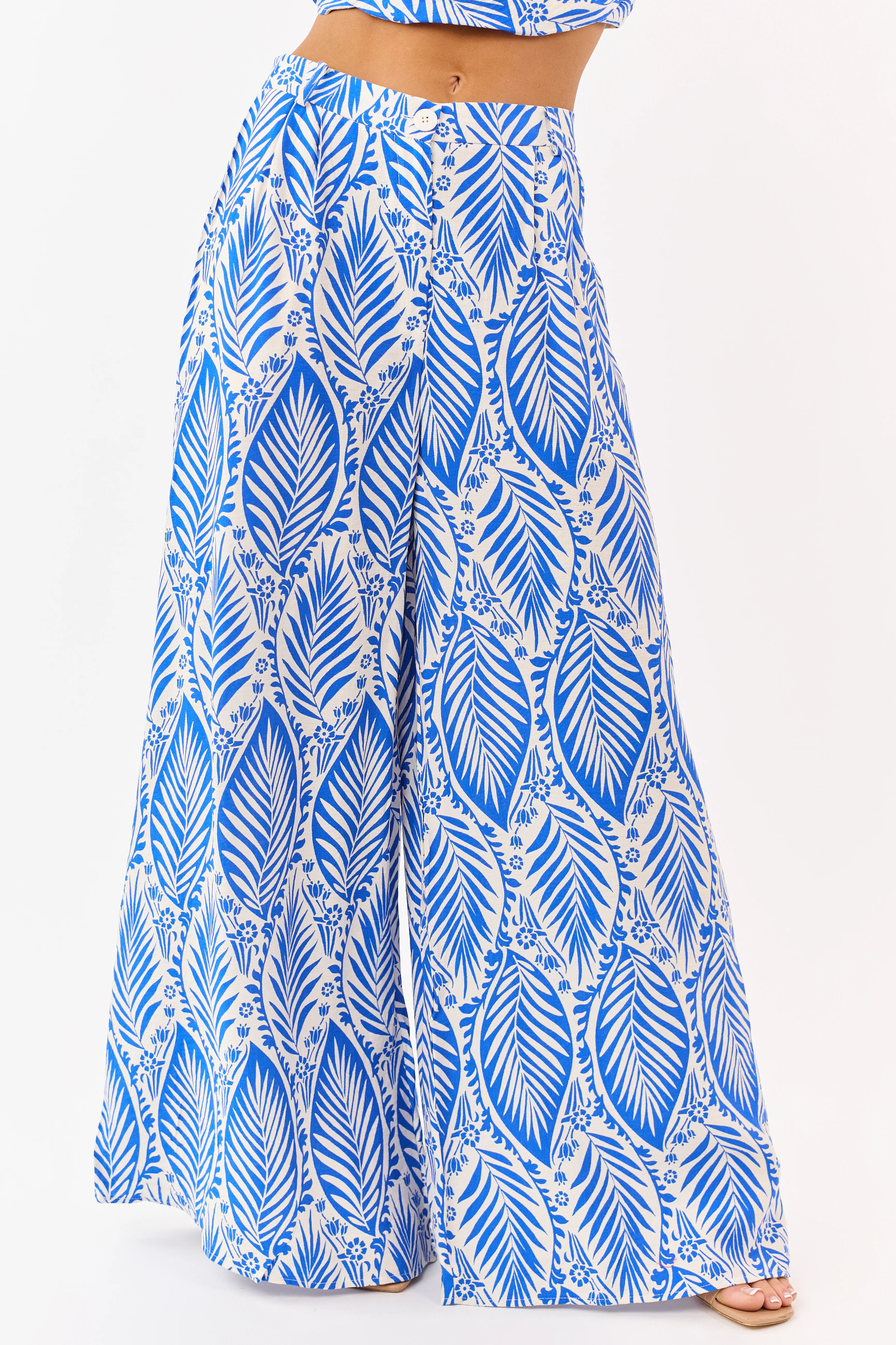 Cobalt Tropical Print Crop Top and Pant Set - Image 8