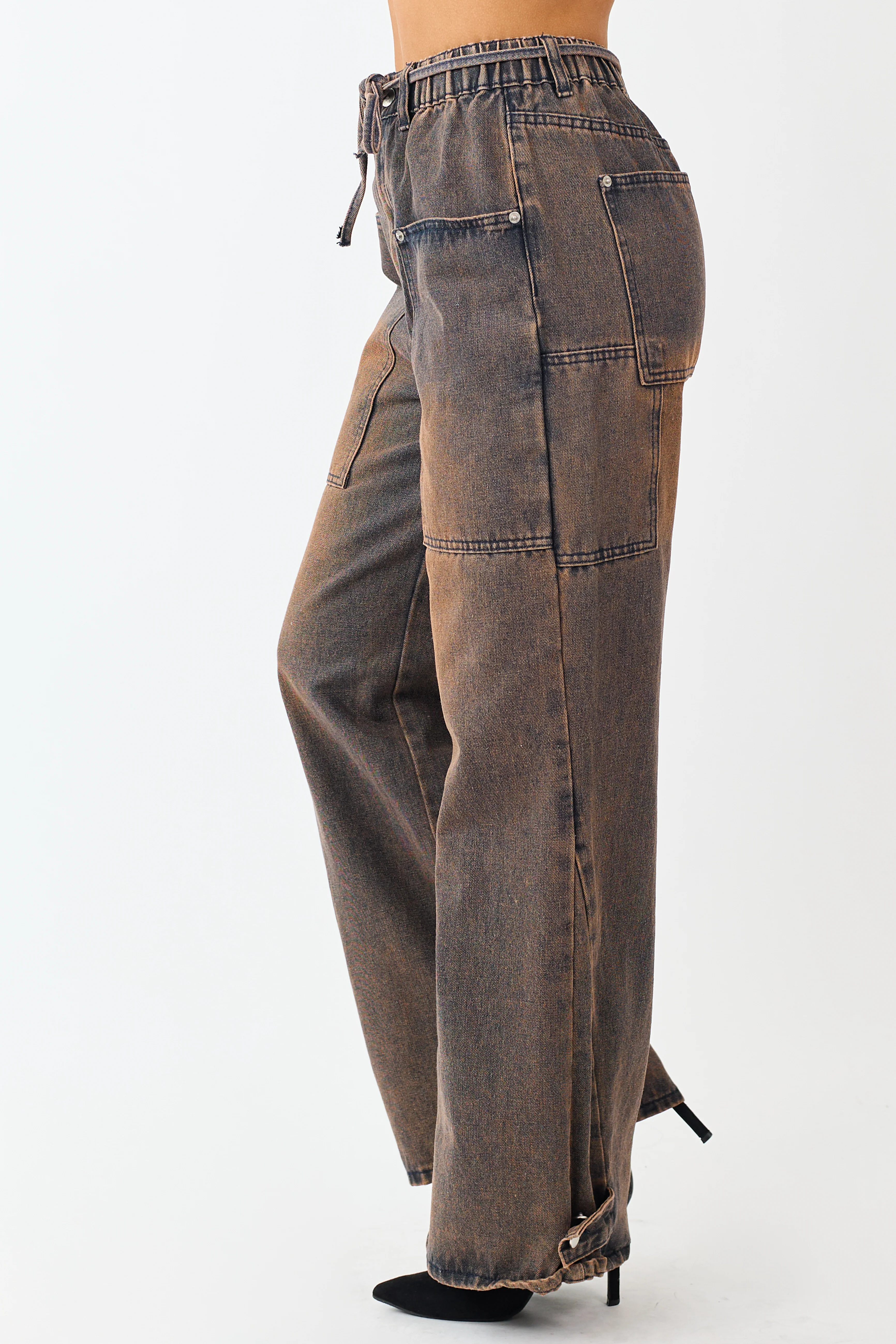 Cocoa Faded Wash Wide Leg High Rise Jeans - Image 3