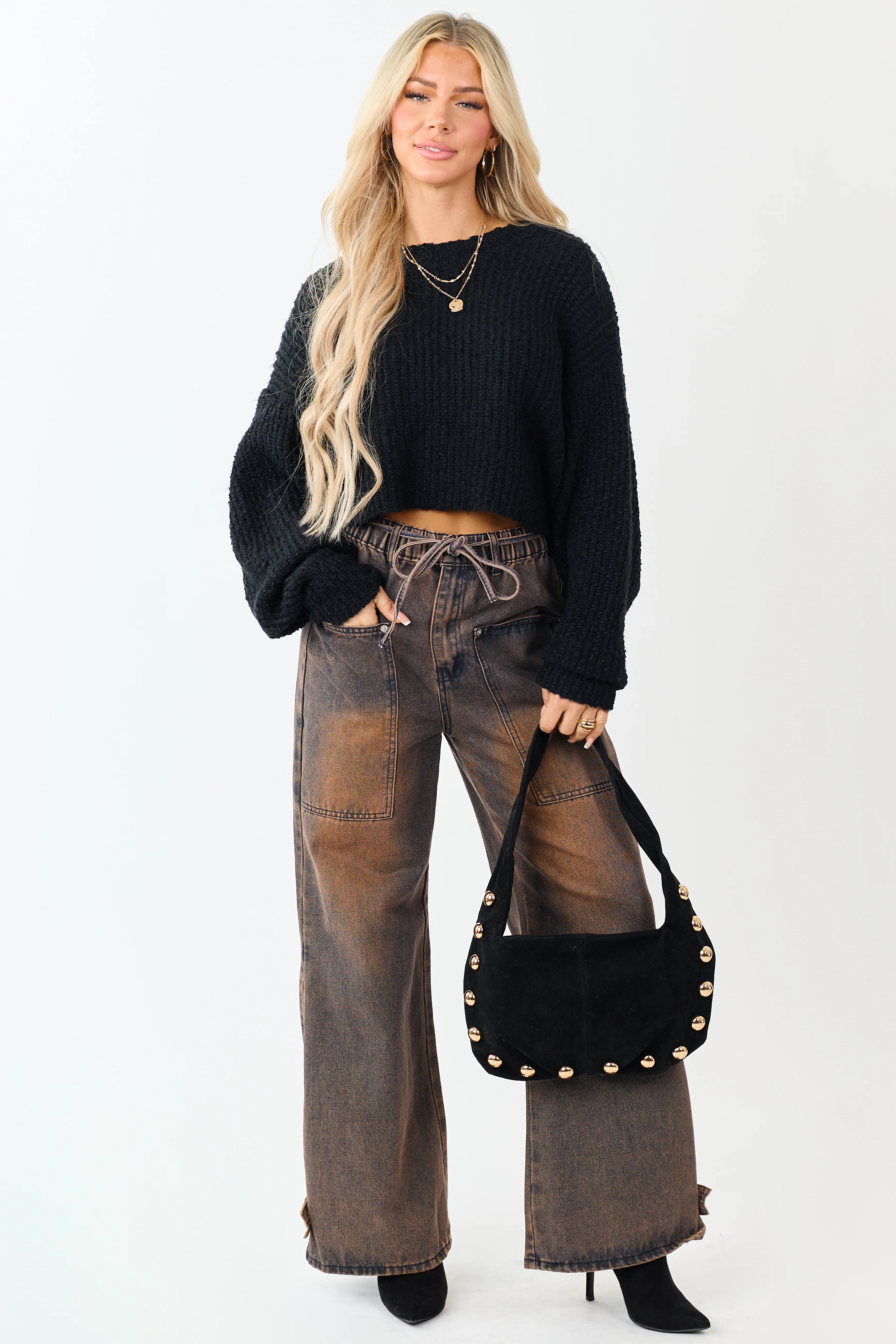 Cocoa Faded Wash Wide Leg High Rise Jeans - Image 5