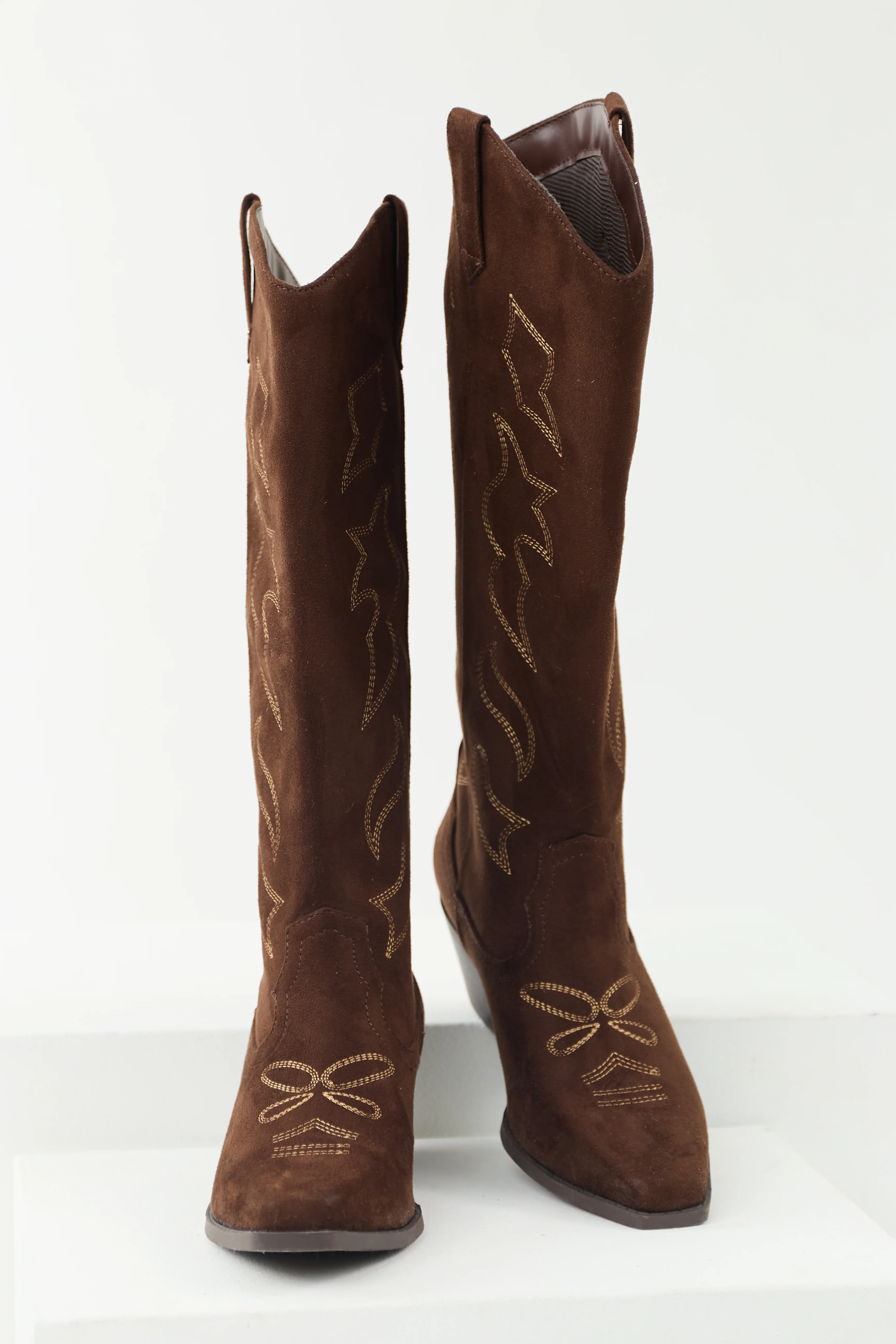 Cocoa Faux Suede Western Embroidered Boots - Image 2