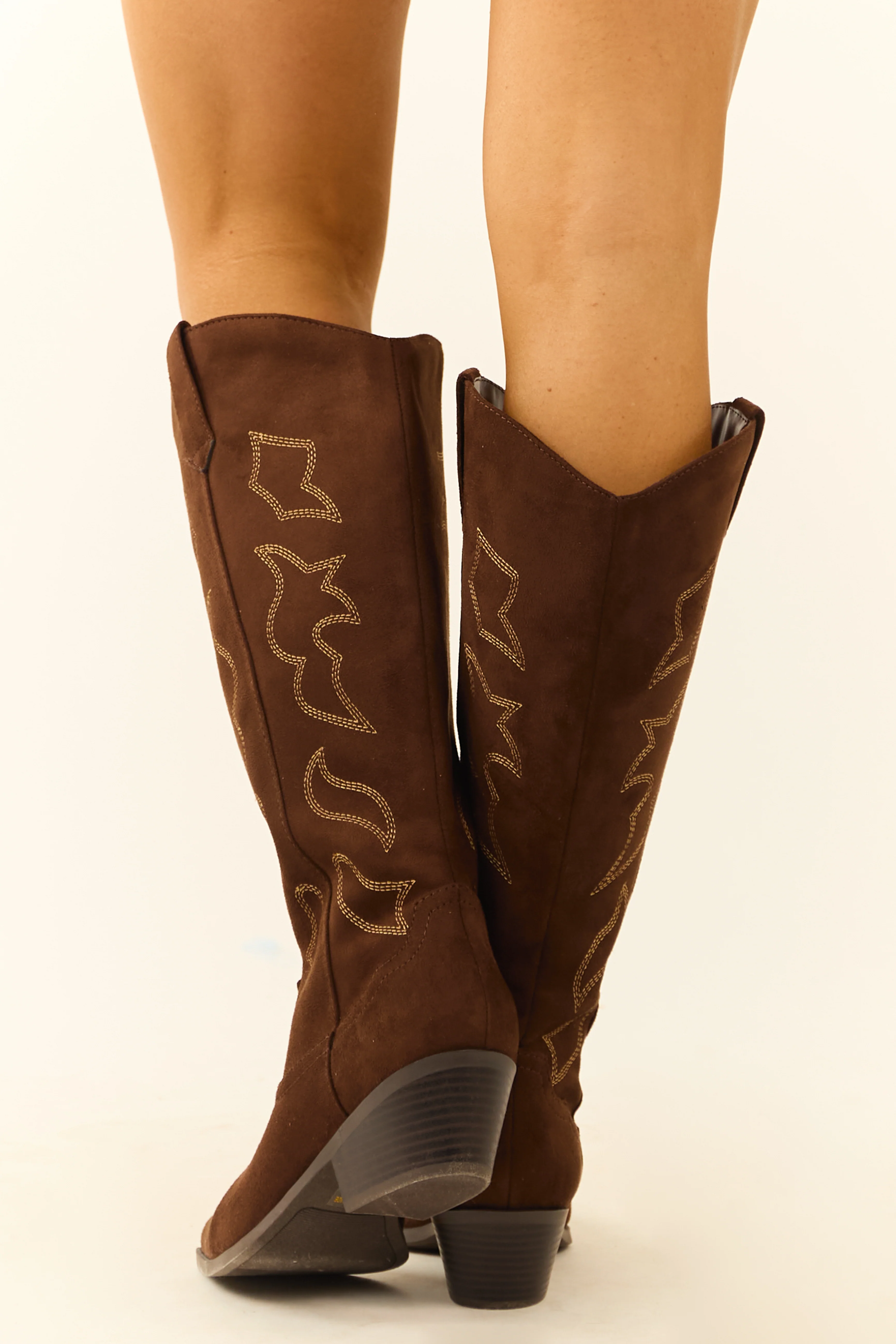 Cocoa Faux Suede Western Embroidered Boots - Image 6
