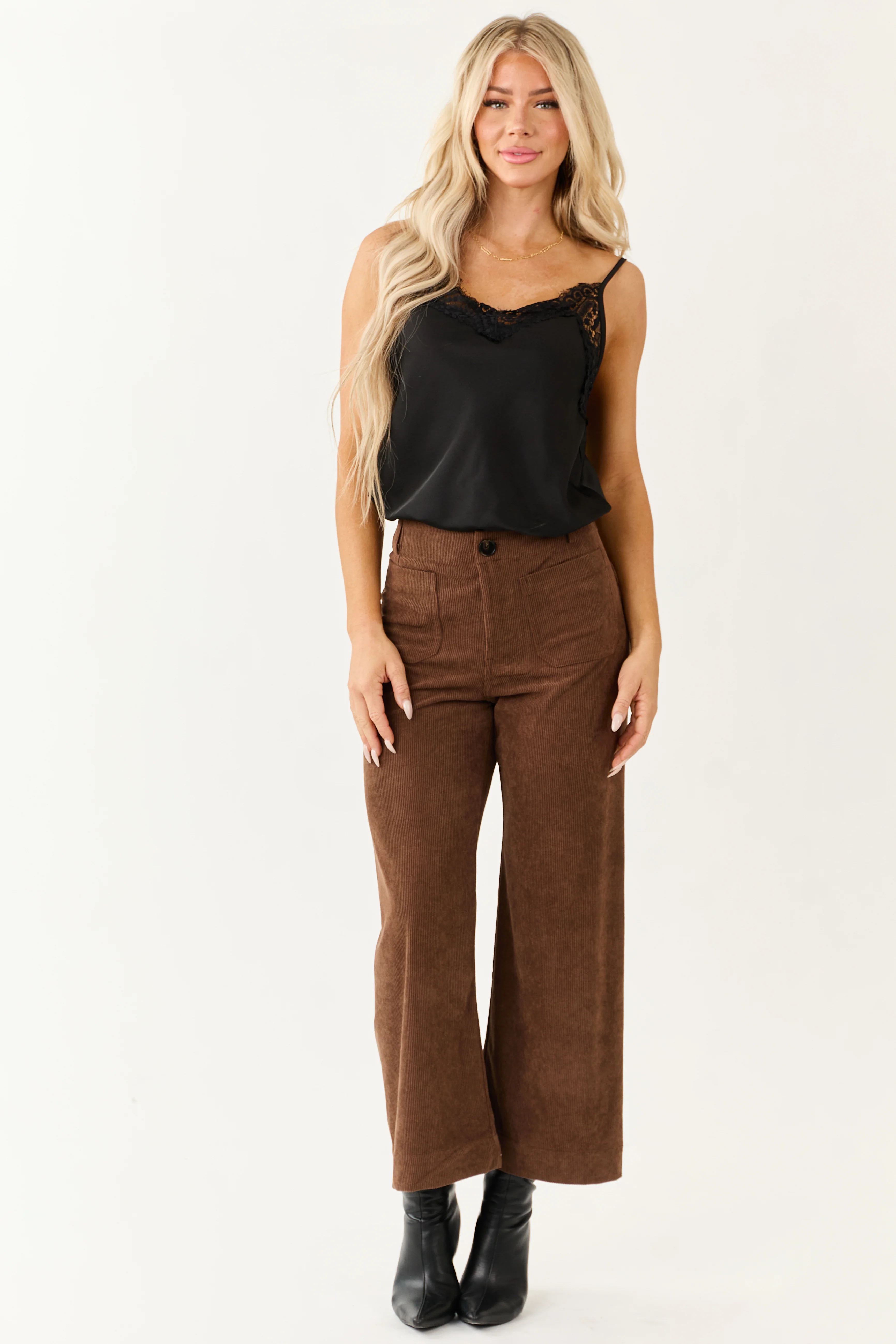 Cocoa Patch Pocket Corduroy Wide Leg Cropped Pants - Image 7
