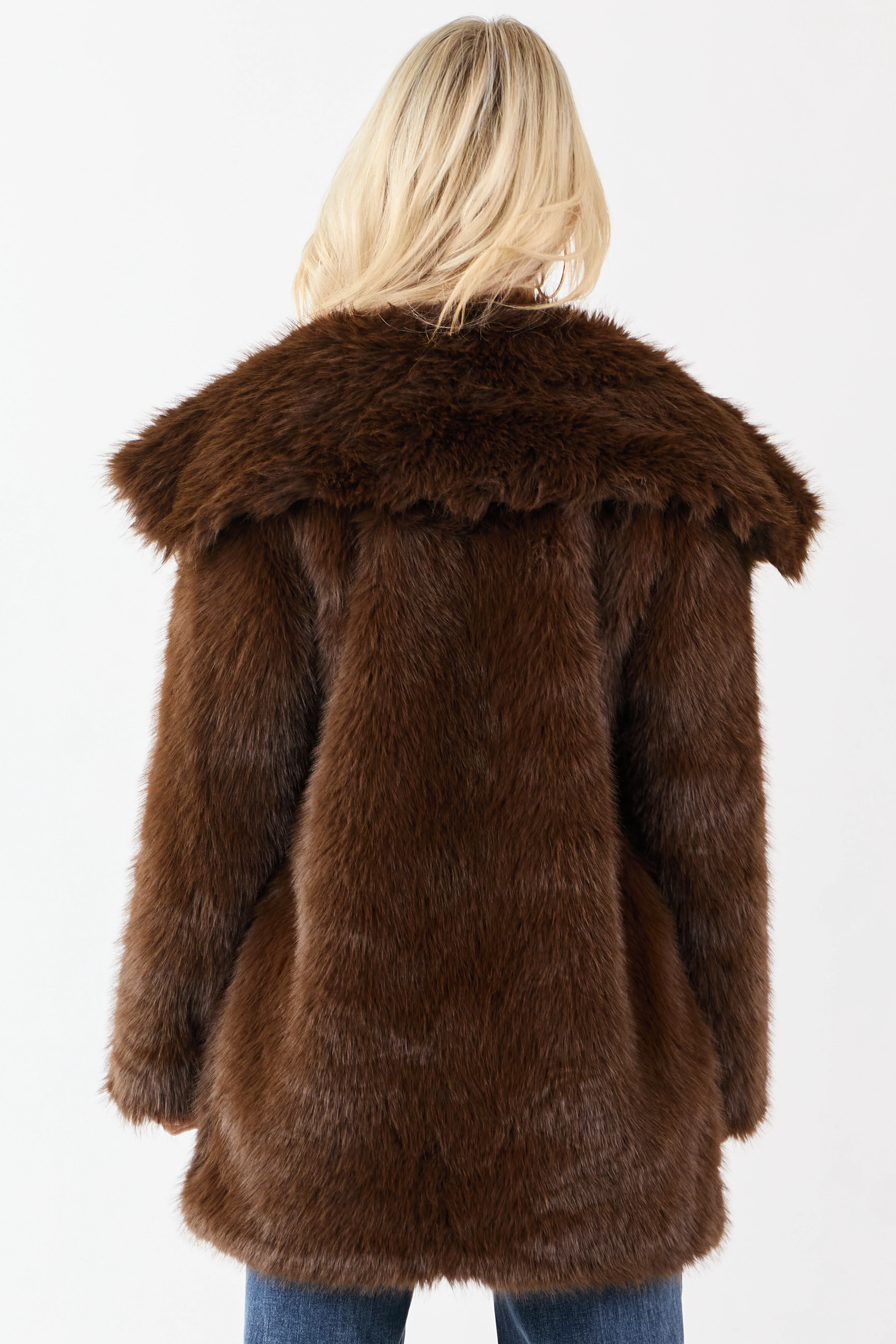 Coffee Luxe Cloud Faux Fur Collared Coat - Image 8