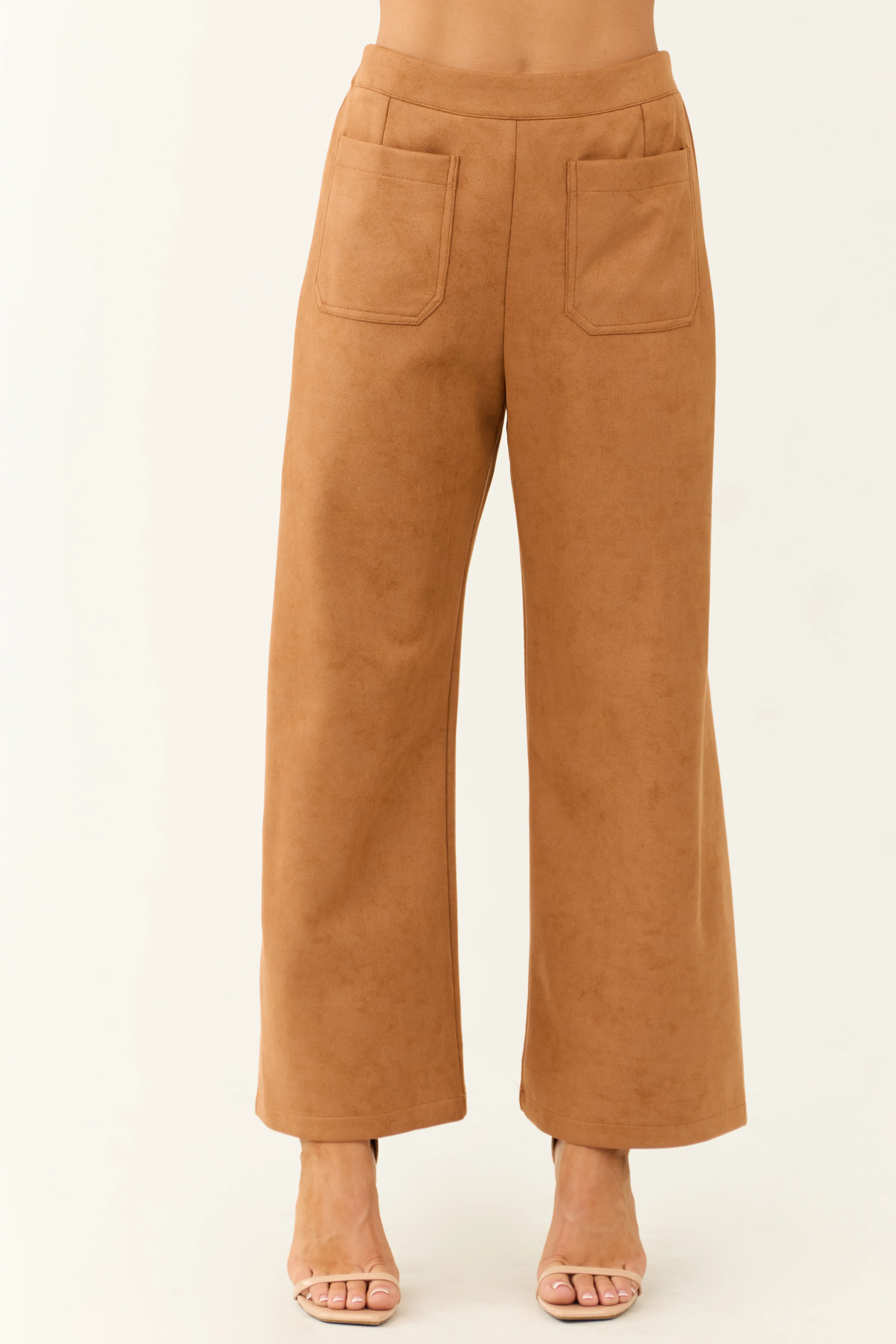 Copper Faux Suede Wide Leg Pants - Image 2