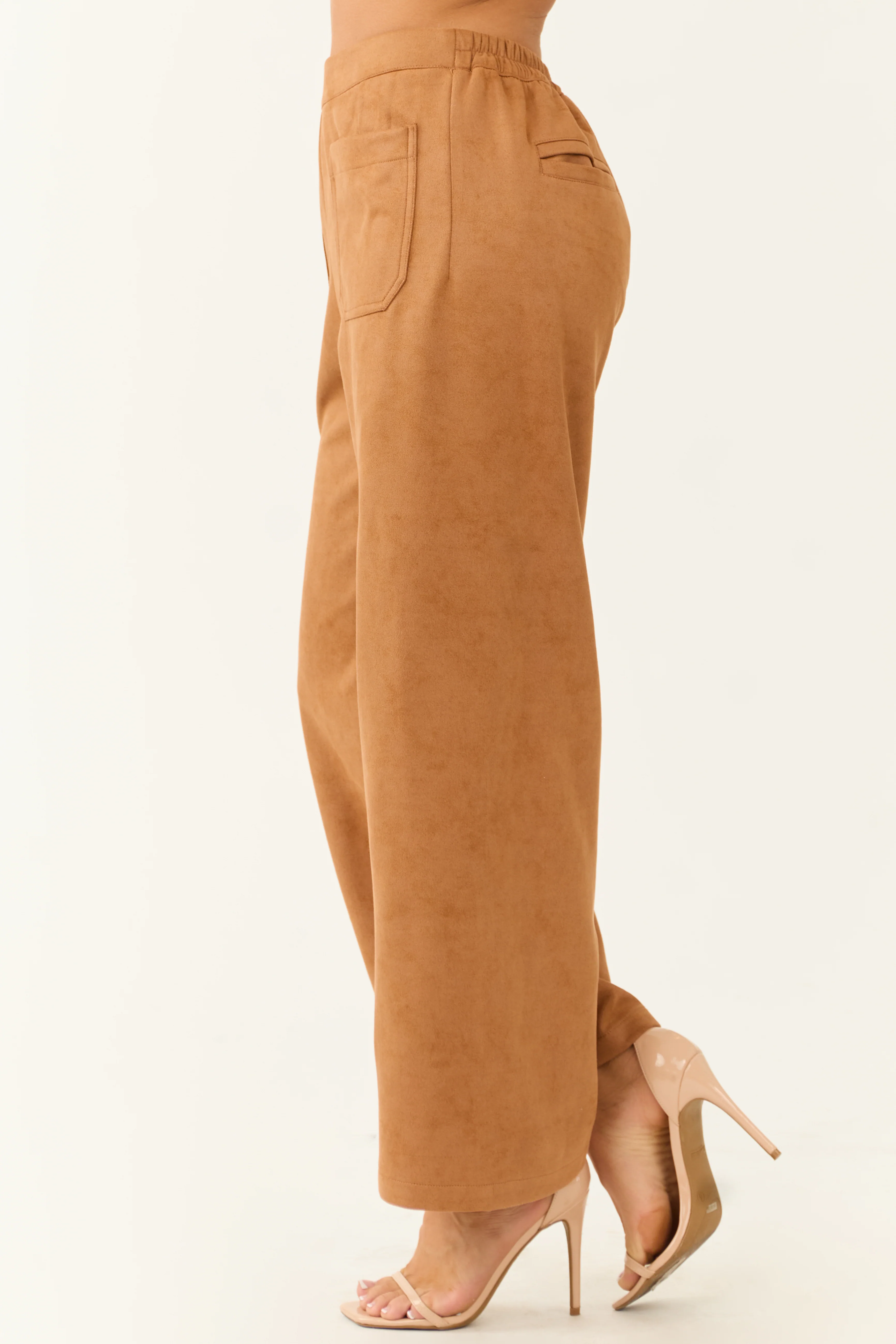 Copper Faux Suede Wide Leg Pants - Image 3