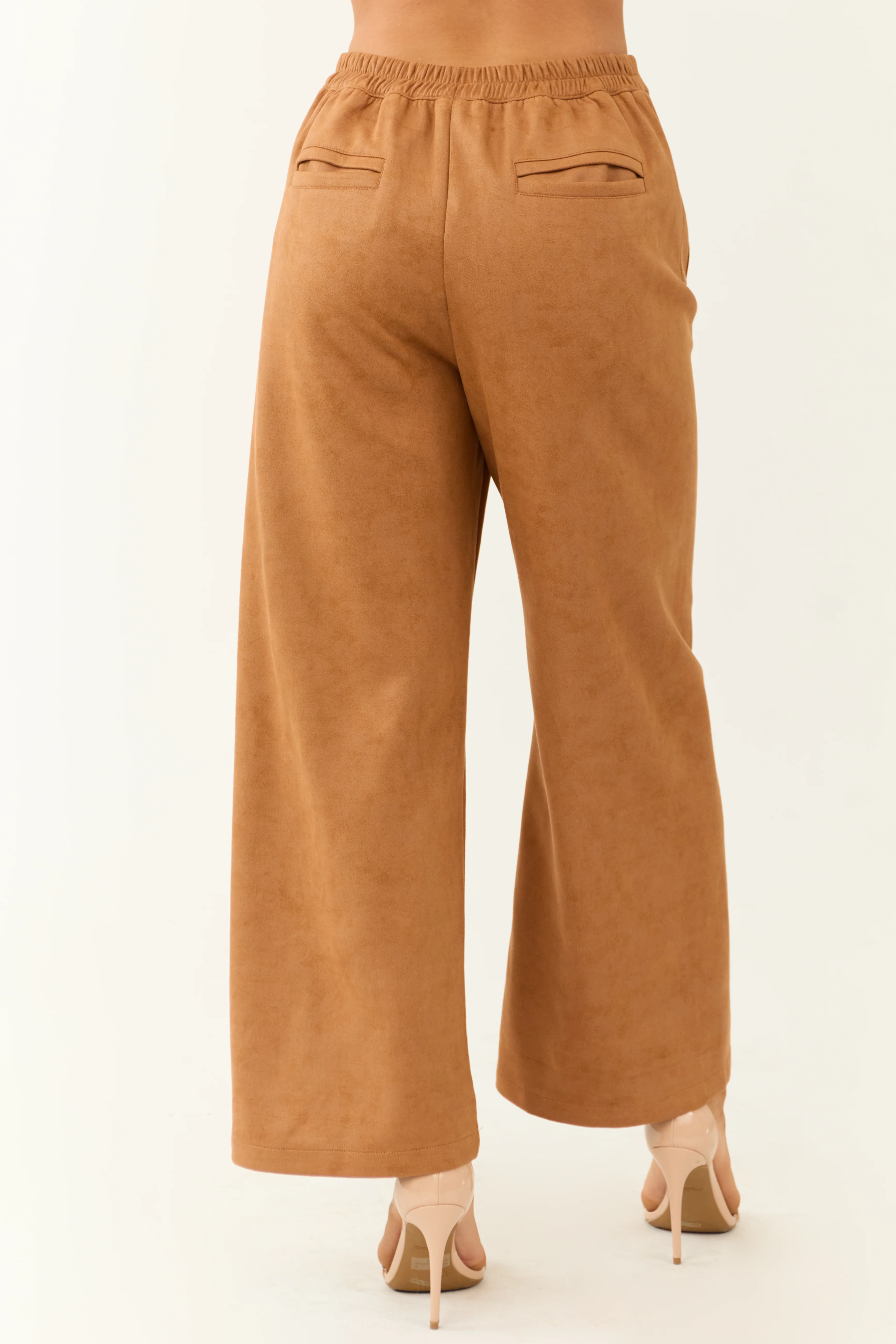 Copper Faux Suede Wide Leg Pants - Image 4