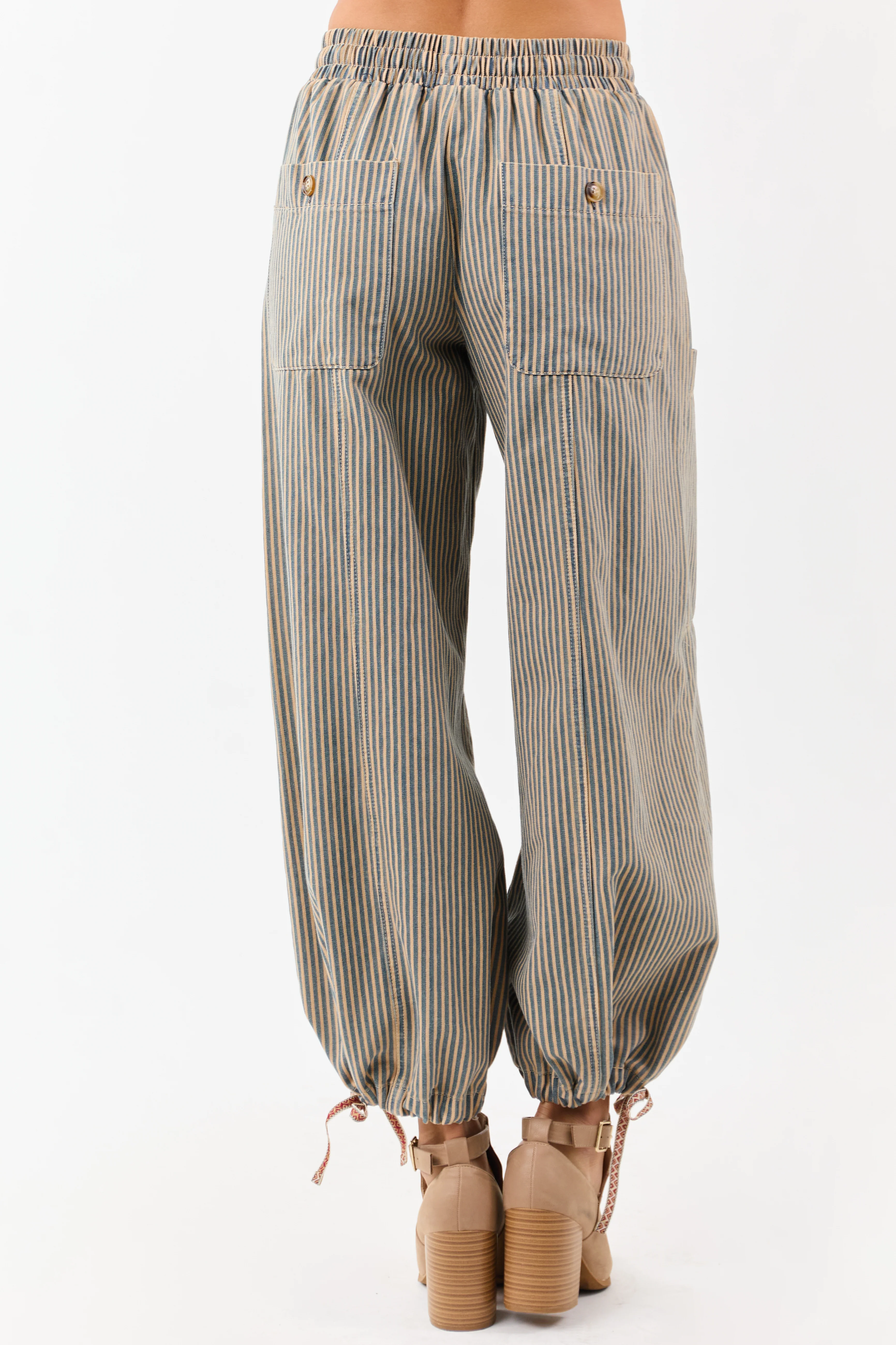 Copper and Ocean Striped Wide Leg Denim Pants - Image 8