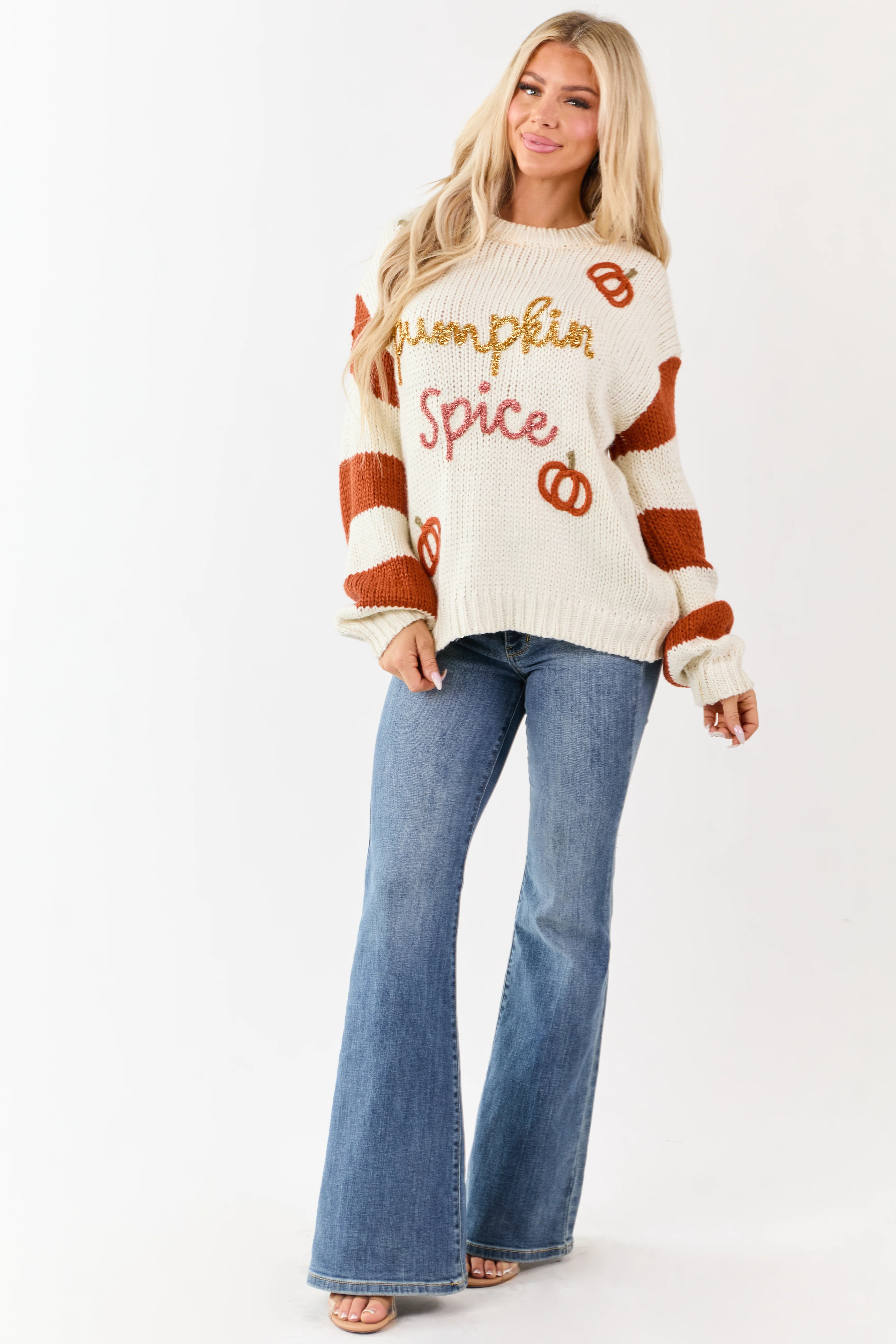 Cream 'Pumpkin Spice' Graphic Soft Knit Sweater - Image 3